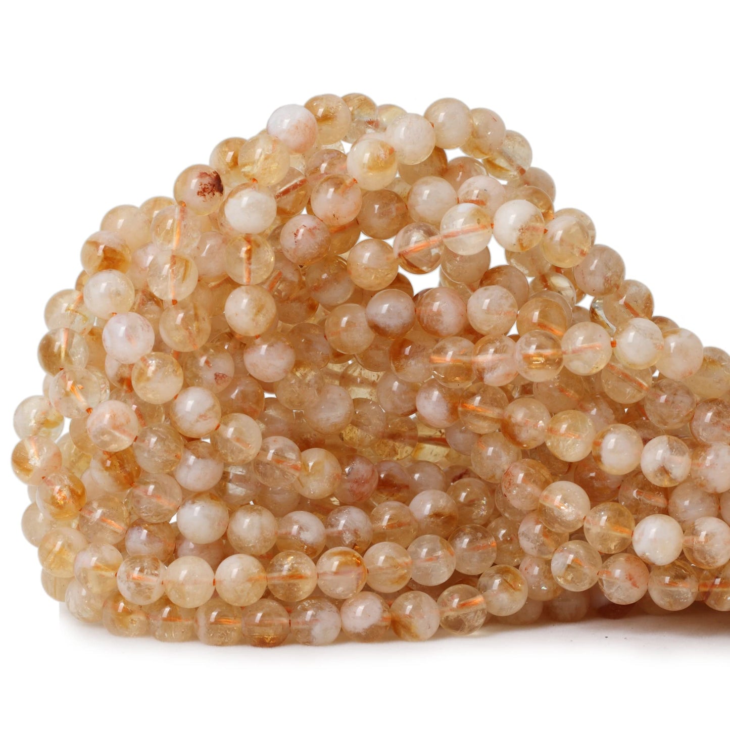 CHEAVIAN 60PCS 6mm Natural Yellow Feather Citrine Gemstone Round Loose Beads Crystal Energy Stone Healing Power for Jewelry Making 1 Strand 15"