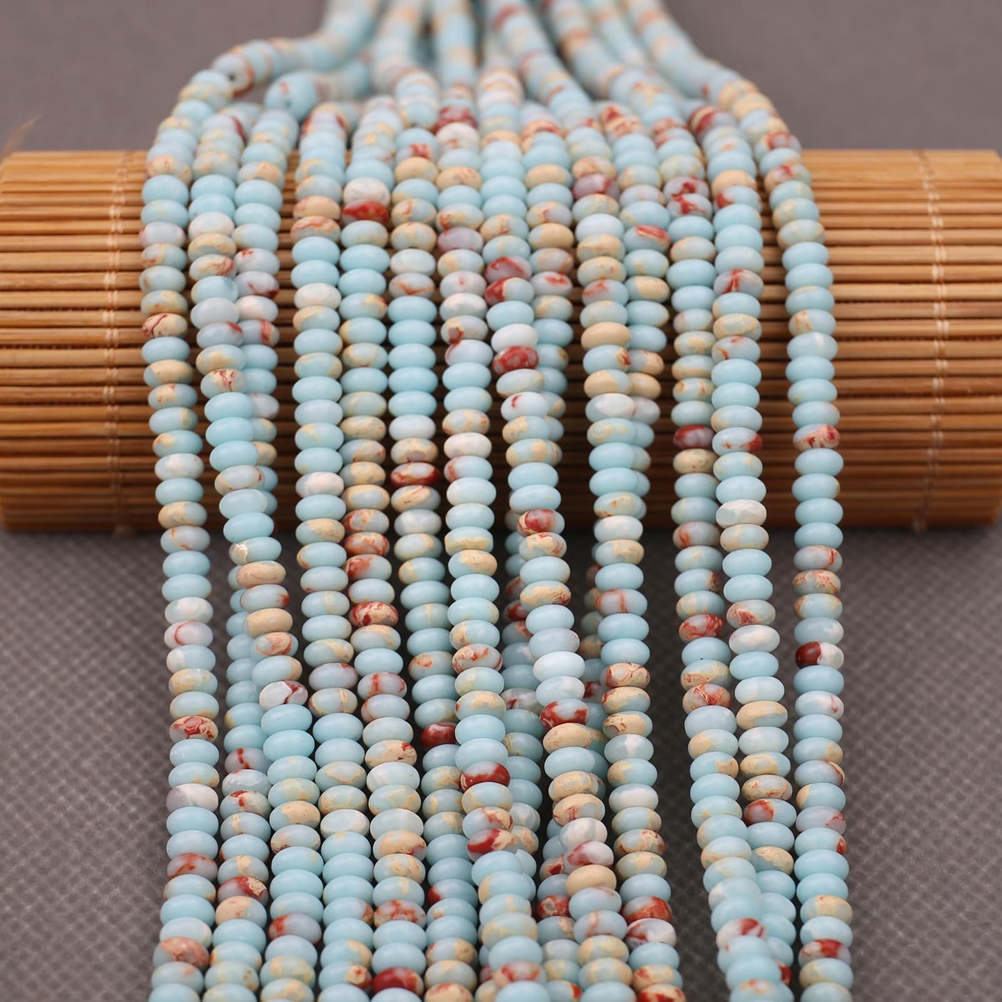 BONNY BOXX 1 Strand Natural 2 * 4mm Snakeskin Imperial Rondelle Beads, Natural Abacus Disk Stone Beads Loose Spacer Gemstone for DIY Bracelet Necklace Jewelry Making