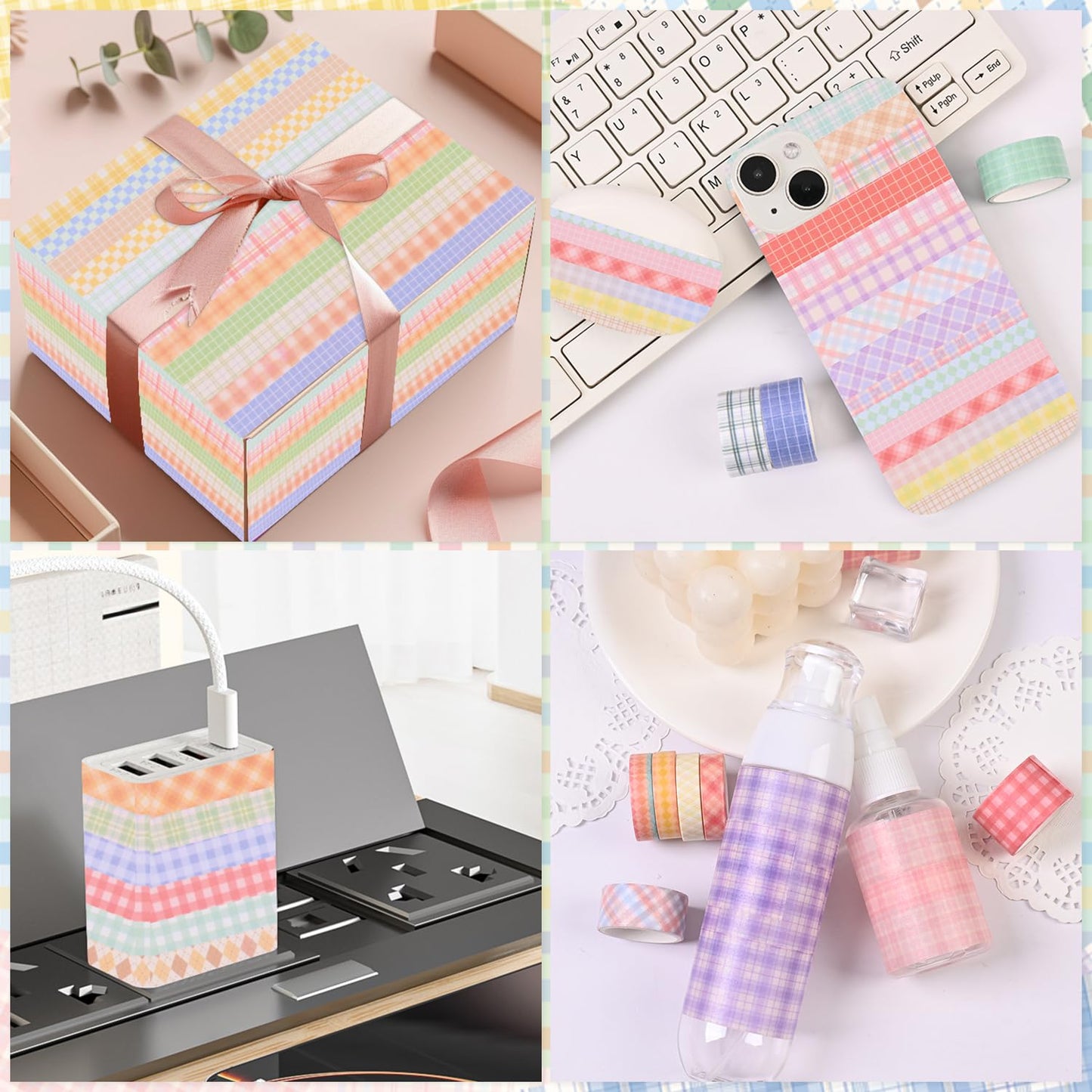 GINCEVHY Lattice Washi Tape Set, 100 Rolls Masking Tape, 5/8/10/15/20/30mm Wide 6.56ft Long/Roll Aesthetic Decorative Tape, Scrapbooking Bullet Journal Supplies, Gifts for Girls Boys