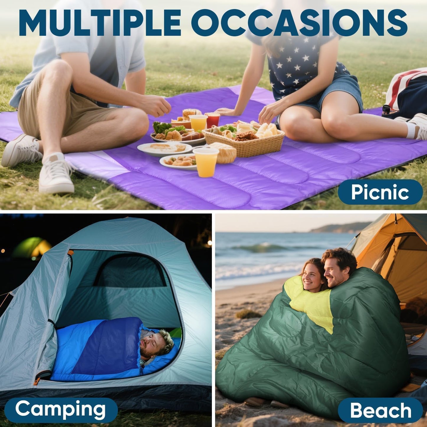 PTEROMY Sleeping Bags for Adults, Lightweight and Machine Washable, Water Resistant Backpacking Camping Sleeping Bag for Warm Cold Weather, Camping Essentials for Hiking Travel (Purple, 1.35kg)