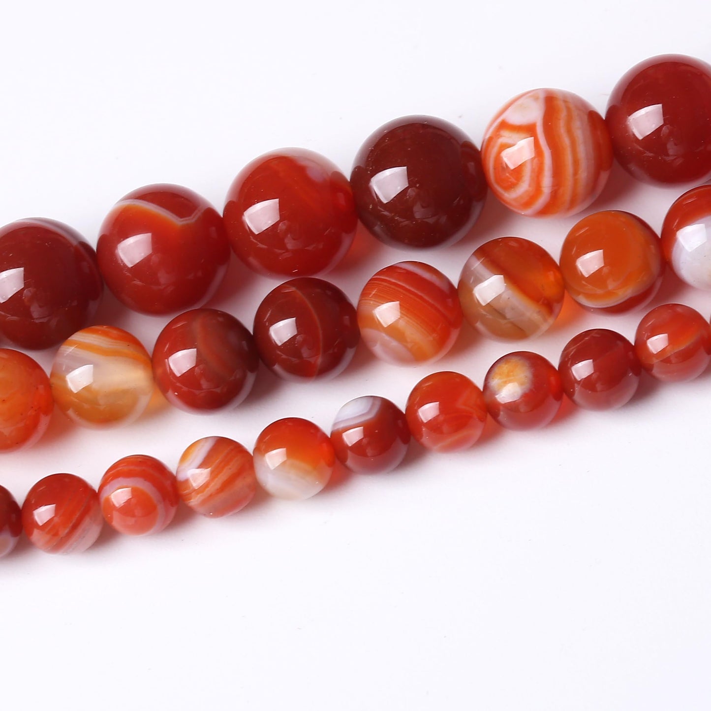 Natural Red Striped Agate Stone Beads Gemstone Round Crystal Energy Jade Beads Stone Beads for Jewelry Making DIY Bracelet Necklace Jewelry Making 1 Strand 15.5inch 35PCS 10MM