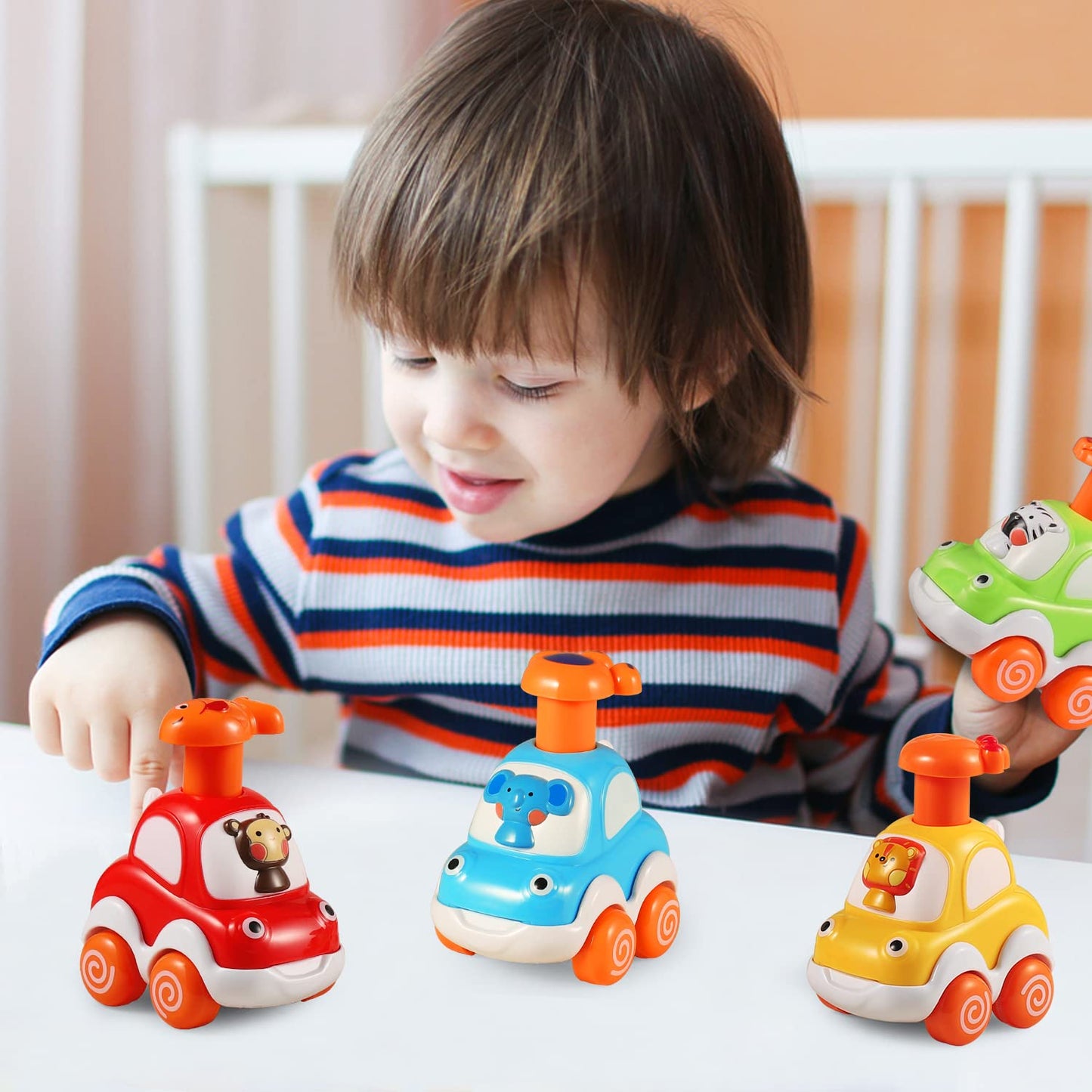 ALASOU 4 PCS Animal Car Toys for 1 Year Old Boy Girl|Baby Toys 1 Year Old Boy Gifts for Toddlers 1-3|Vehicle Toy Set for Toddler Toys 1-2|1st Birthday Gift for Infant 12 18 Months