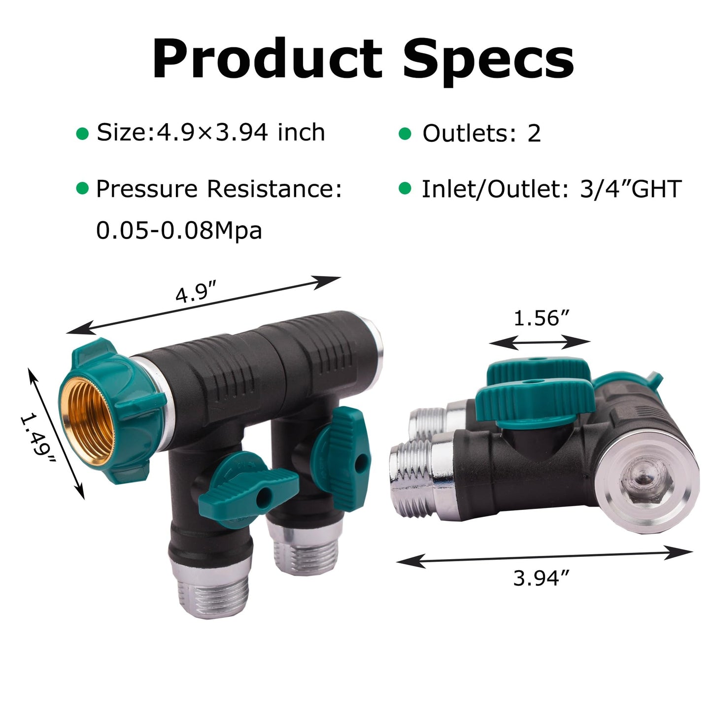Hose Splitter, 2 Way splitter Rotary Heavy Duty, Hose Connector Rotated 360 Seperately,Garden Hose Splitter,Faucet Splitter,Outdoor Faucet Splitter,High Quilty Metal+Chrome Adapter.