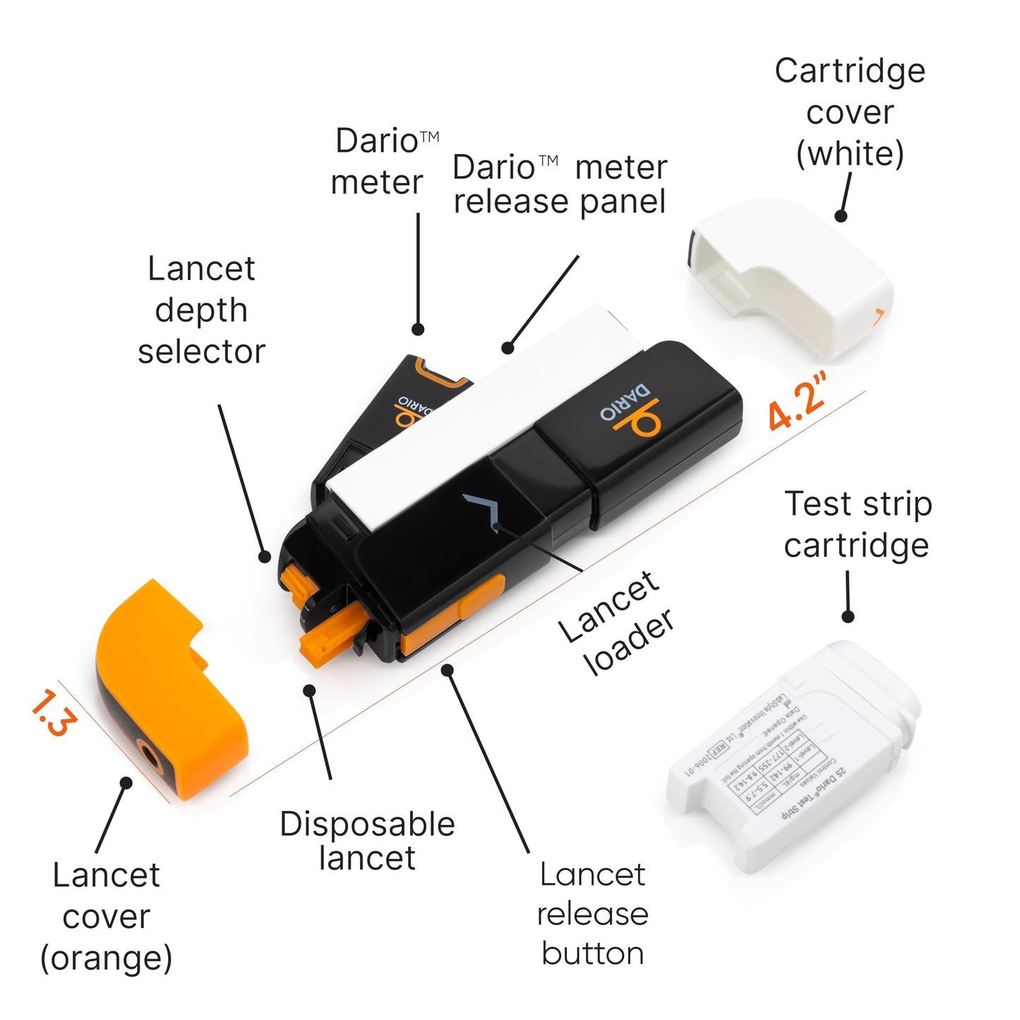 DARIO Smart Glucose Monitor Kit | Lightning Adapter (Compatible with iPhone 14 and earlier) | Test Blood Sugar Levels & Manage Diabetes, Testing Kit Includes: Glucometer with 25 Strips, 10 lancets