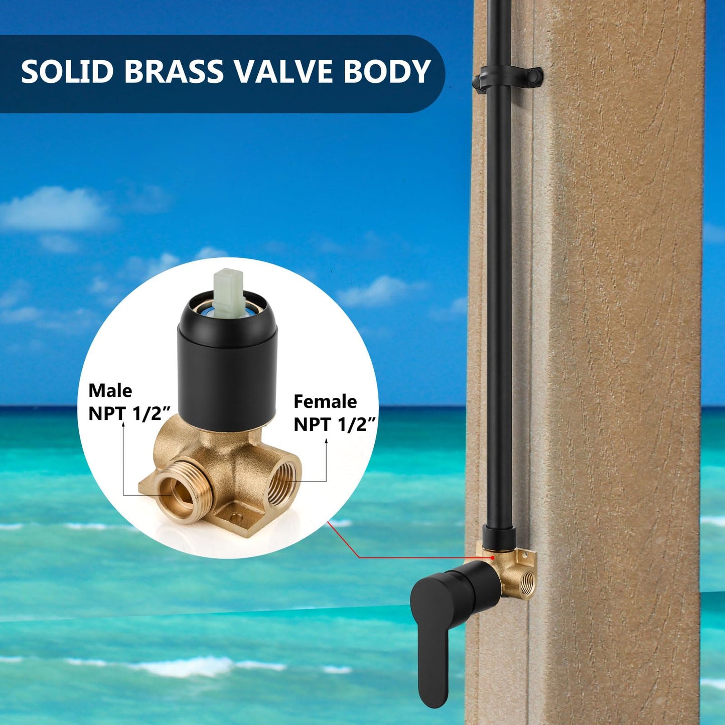 GBBNE Outdoor Shower Kit Fixtures Faucet,Outside Shower with Single Handle for Backyard,Valve Included,Matte Black