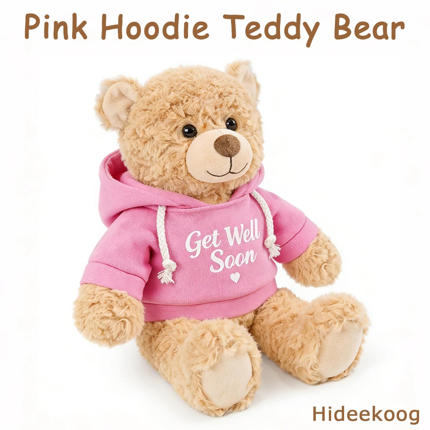 Hideekoog 2 Pcs Classic Teddy Bears Plush Dolls 8.7 Inch Stuffed Bear Animal Set Hoodie-Wearing Bear with Get Well Soon Valentine’s Cozy Bear for Girlfriend Girls Kids Baby Gift (Pink + Blue)