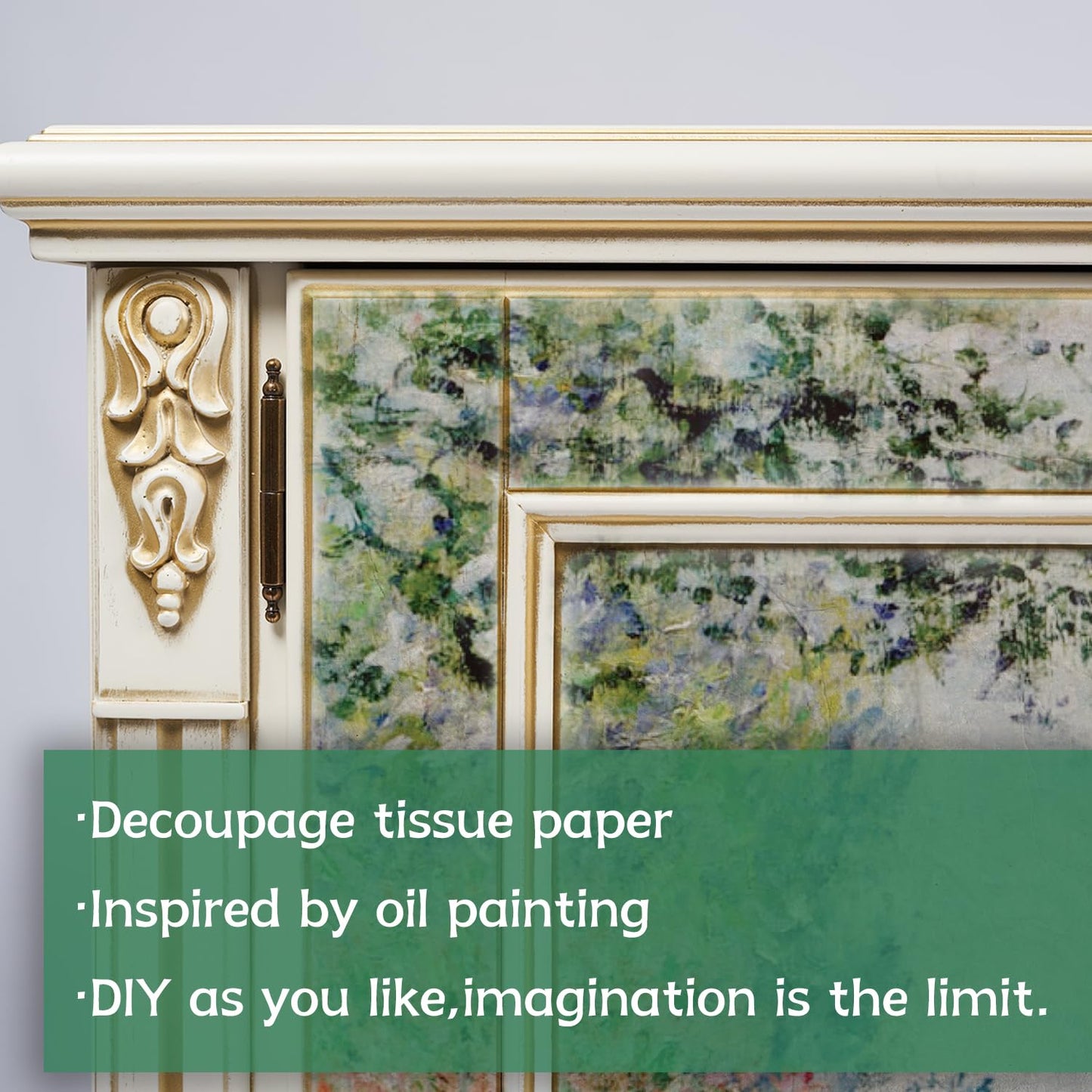 Flortlias Large Decoupage Paper for Furniture, Floral Printed Tissue Paper for Furniture, DIY Crafts Rice Papers, Lively Yard, 16.53'' x 19.69''