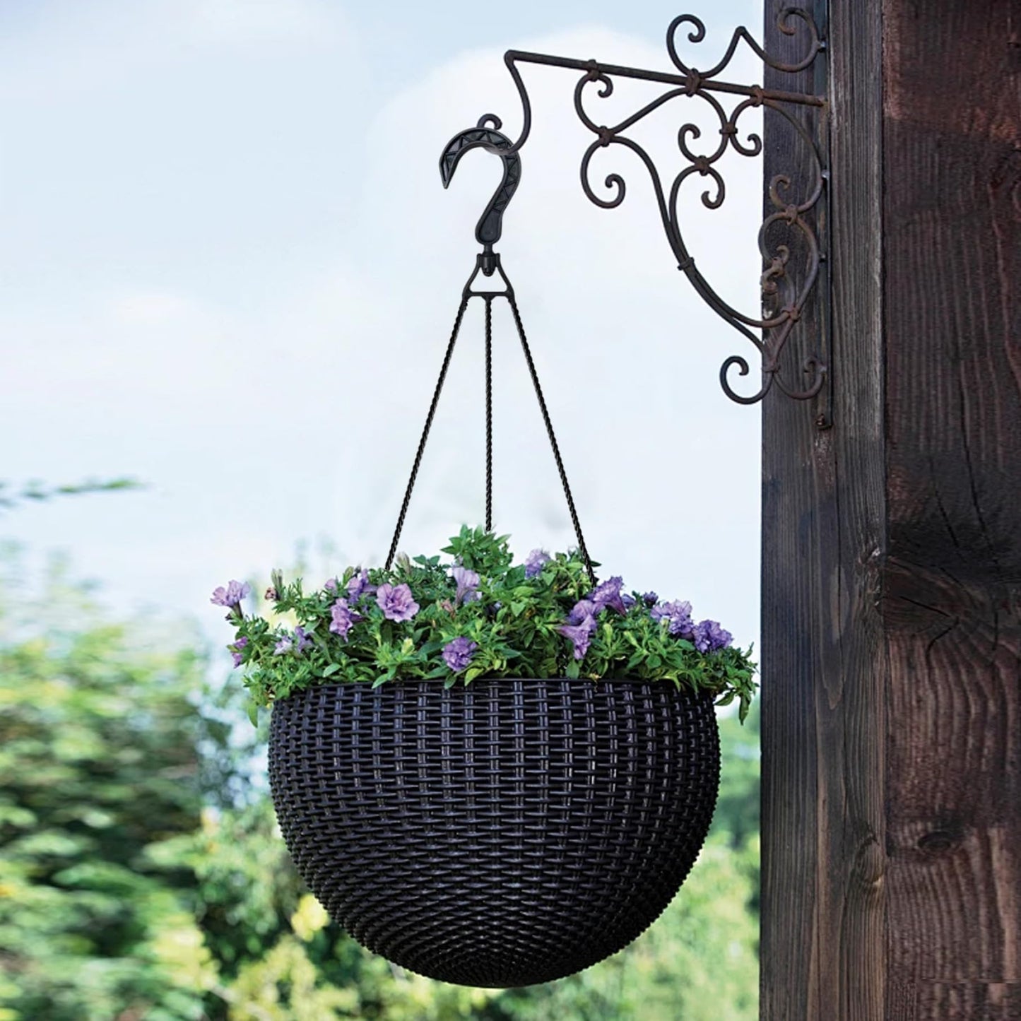Jeorywoet Plant Pot Hanger, Hanging Basket Hooks, 5PCS 15.8 Inch Rotating Plant Pot Hanger, Plastic Hanging Basket Chain with 3 Hooks for Flower, Bird Feeders, Lanterns, Chain
