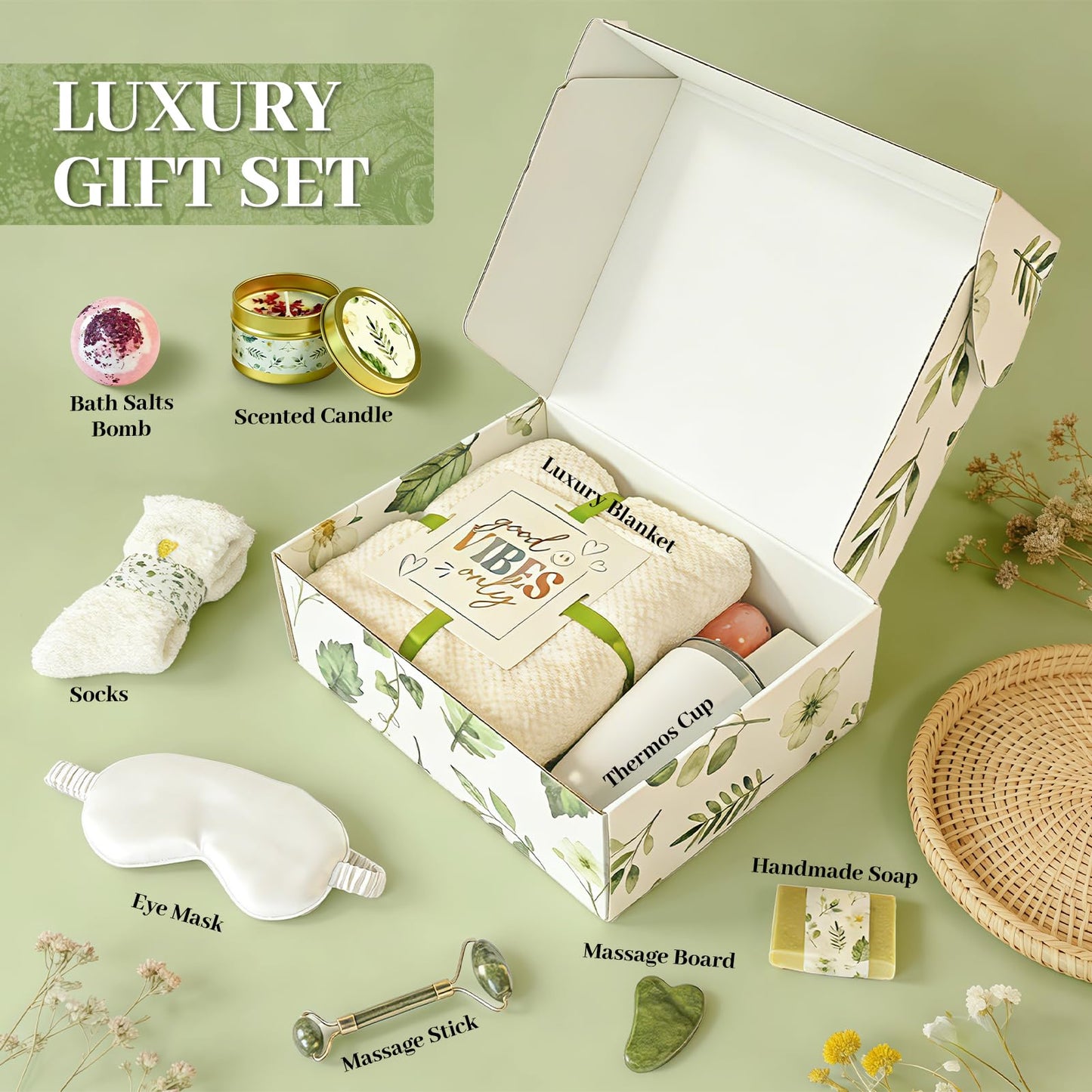 HUUOKOB Self Care Gifts Get Well Soon Baskets for Women, Thoughtful Easter Mother’s Day Birthday Premium Spa & Sympathy Basket for Mom Best Friend Sister