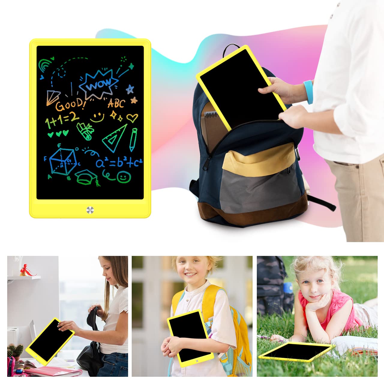 BUKEBU Toddler Toys for 3-6 Years Old Girls Boys, LCD Writing Tablet 8.5 Inch Doodle Board, Electronic Drawing Tablet, Drawing Pads,Travel Gifts for Kids Age 3 4 5 6 7 Year Old Girls Boys (Yellow)