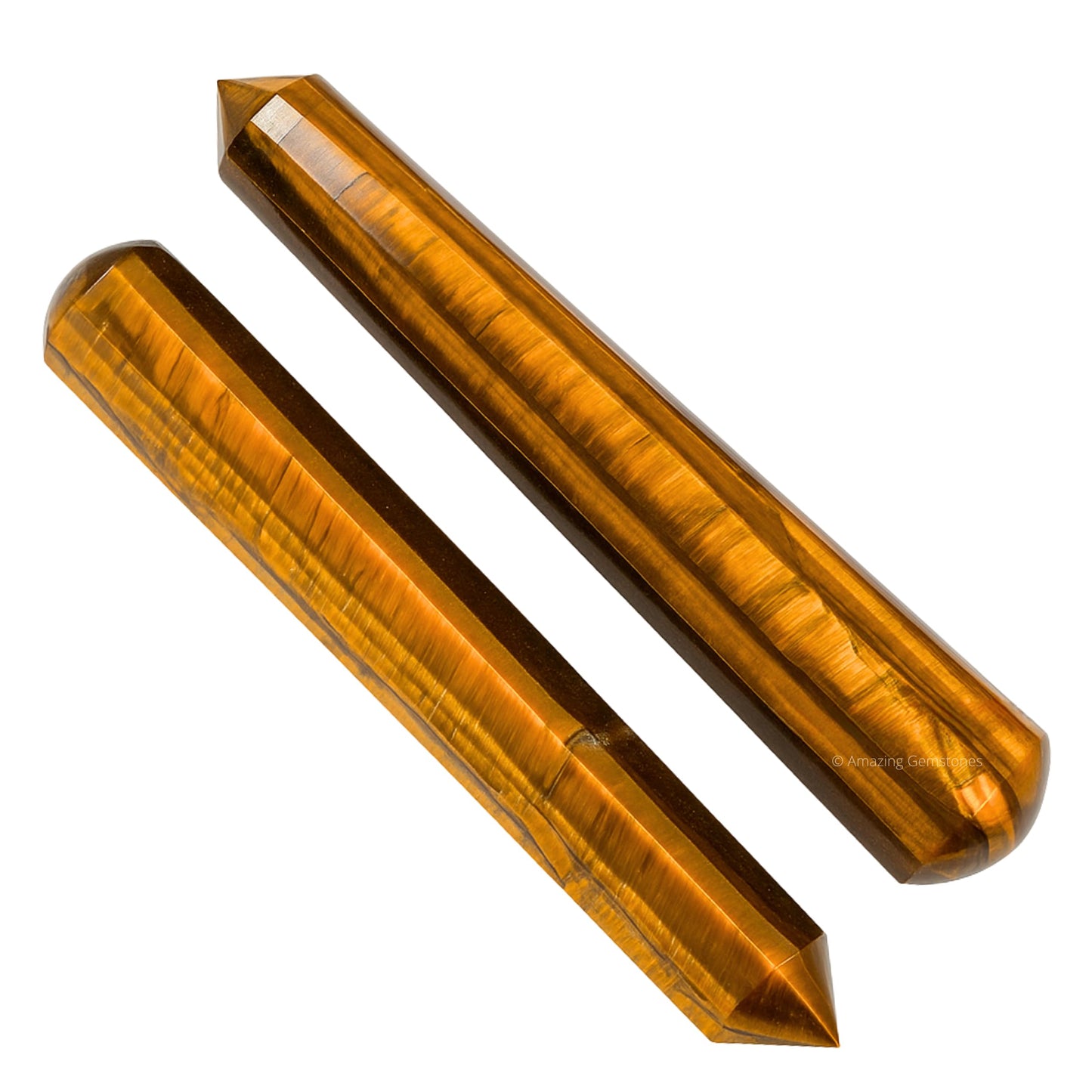 Amazing Gemstone Tiger Eye Crystal Wand Massage Stick - Pelvic Wand Gua Sha for Adults - Crystals and Healing Stones Massage Wands for Adults Gifts (Pointed)