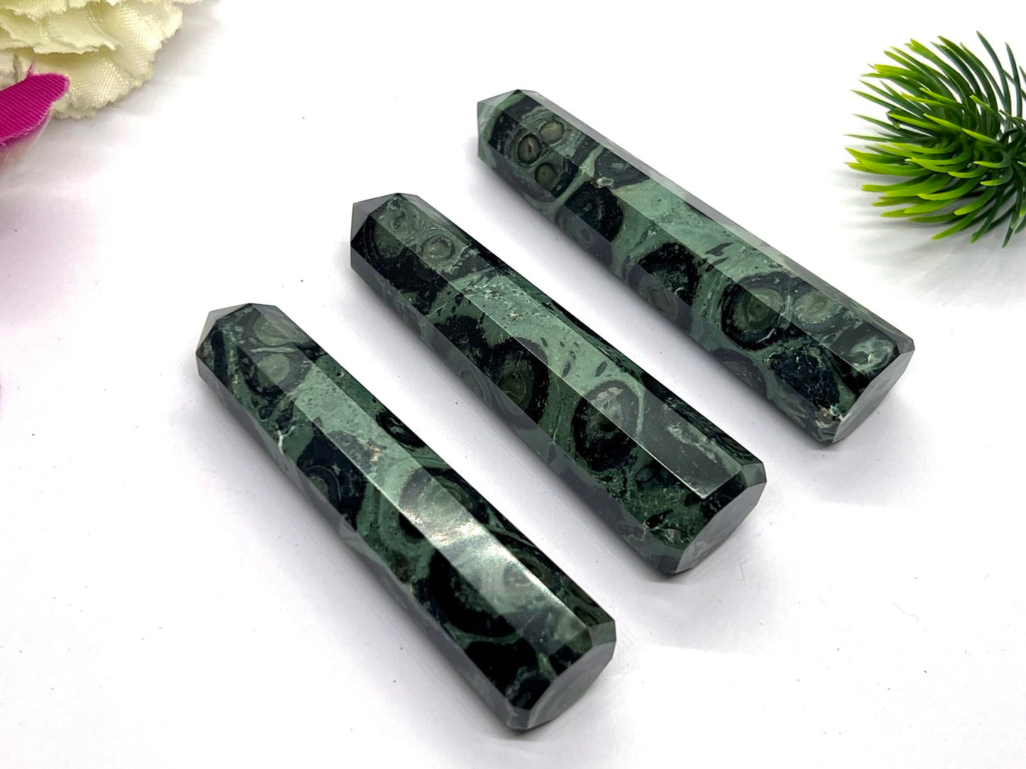 WholesaleGemShop 3 Inch (70 mm) Gemstones Kambaba Jasper Obelisk Tower Jumbo Facet Aura Rock Crystal Natural Polished Earth Wand Spirit