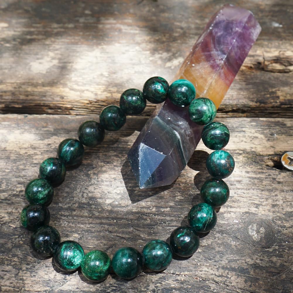TaHLga 10MM Emerald Bracelet for Unisex | Fits for about 7.5" Wrist | Birthstone of May | Heart Chakra Green Crysta| Spritual Healing Valentines Gift for Friends and Familys on any Festival