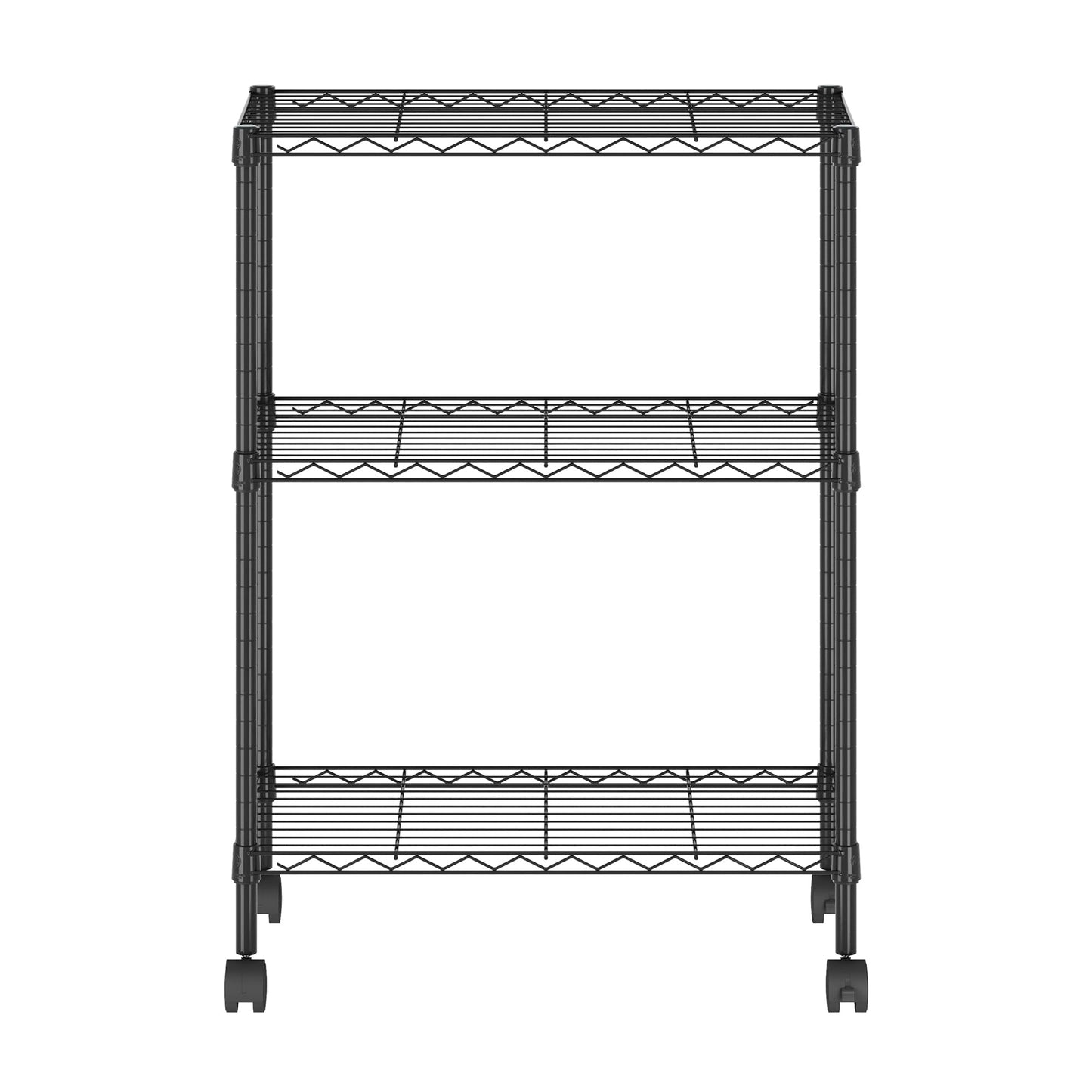 Furinno Wayar 3-Tier Metal Storage Shelf Rack Cart with Casters, 23 x 13 x 30, Black
