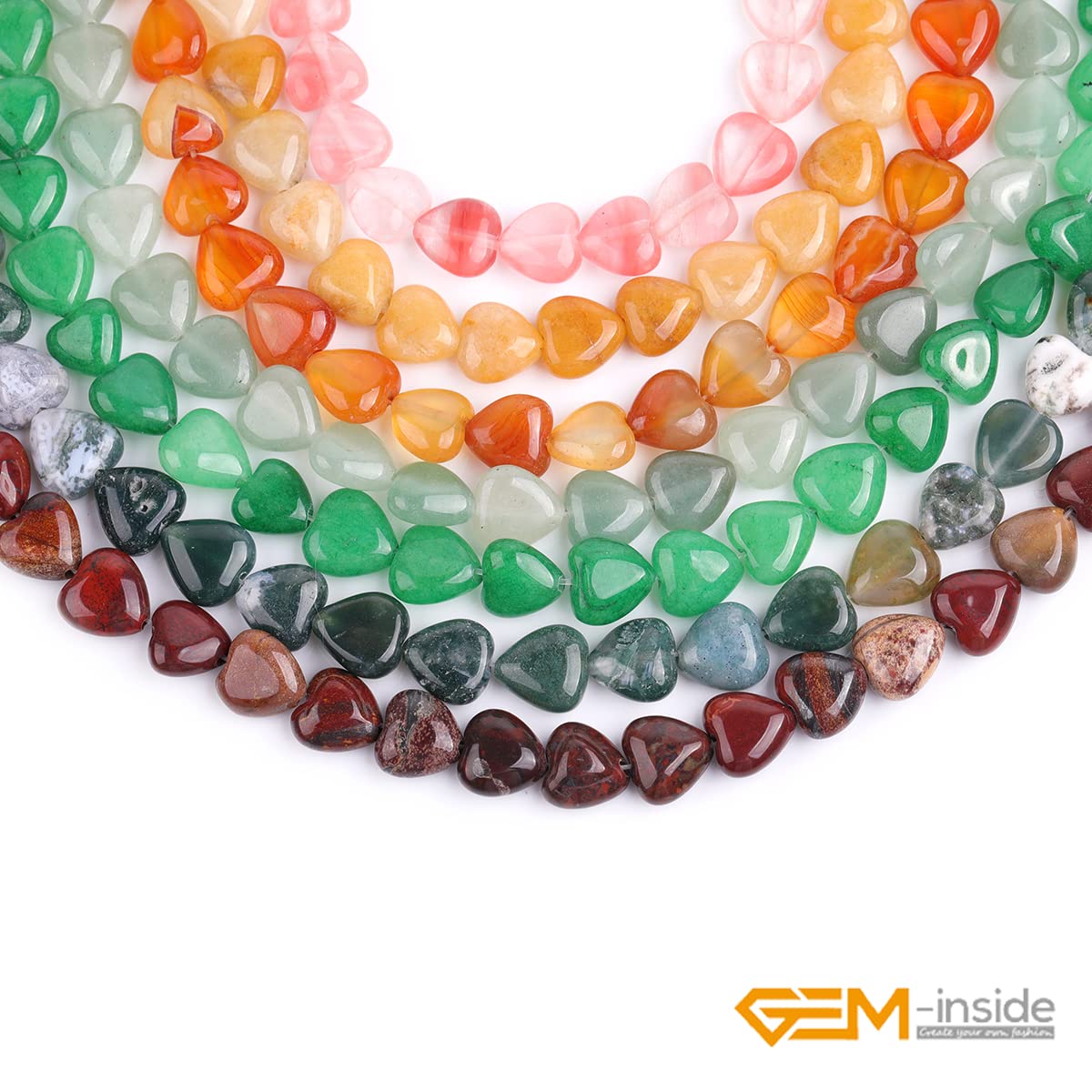 GEM-Inside 10mm Heart Charms Natural Yellow Tiger Eye Gemstone Stone Beads for Jewelry Making Full 15" Strand Power Energy Healing Chakra Stone Beads