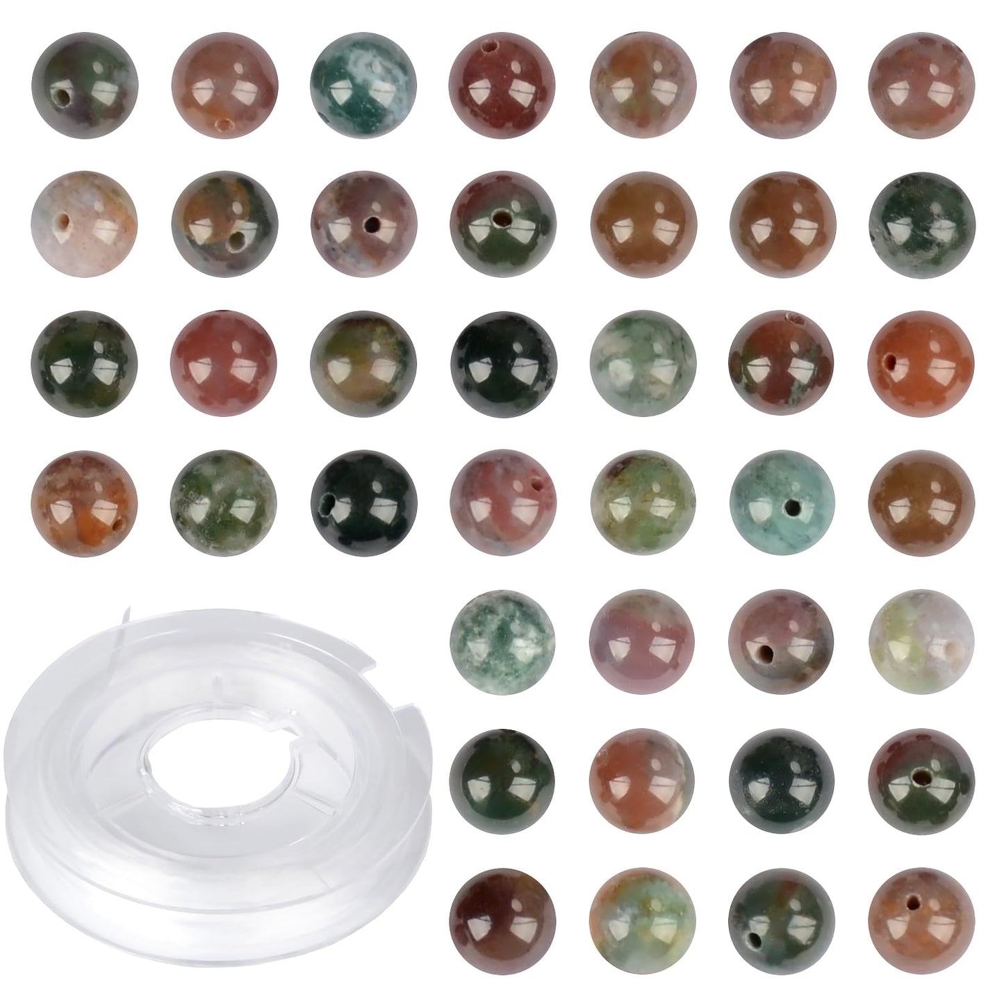 CMBYN 4mm 200pcs Natural Stone Round Beads Indian Agate Genuine Stone Beading Loose Gemstone DIY Charm Smooth Beads for Bracelets Necklaces Earrings Hole Size 1mm (Indian Agate 4mm)