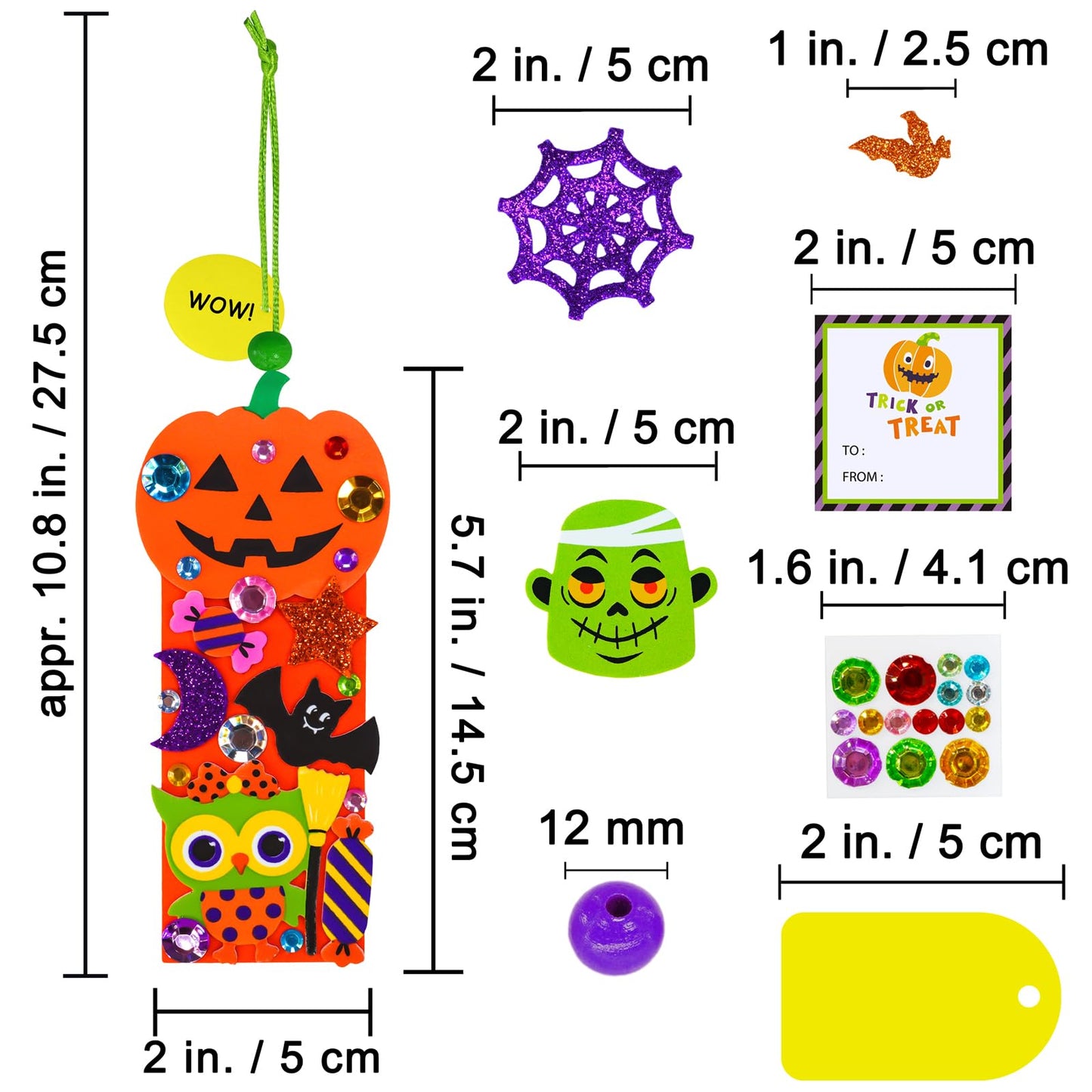 Winlyn 24 Sets Halloween Craft Kits Fall Crafts DIY Monster Spider Jack-O-Lantern Bookmark Ornaments Art Sets Foam Stickers Arts and Crafts for Kids Classroom Activities Party Favors Trick-or-Treaters