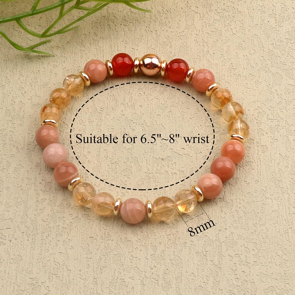 KSQS Healing Stone Bead Bracelet for Women, Natural Gemstones Balance Protection Bracelet, Spiritual Crystal Beads Bracelet Anxiety Relief with Meaning Card(#1)