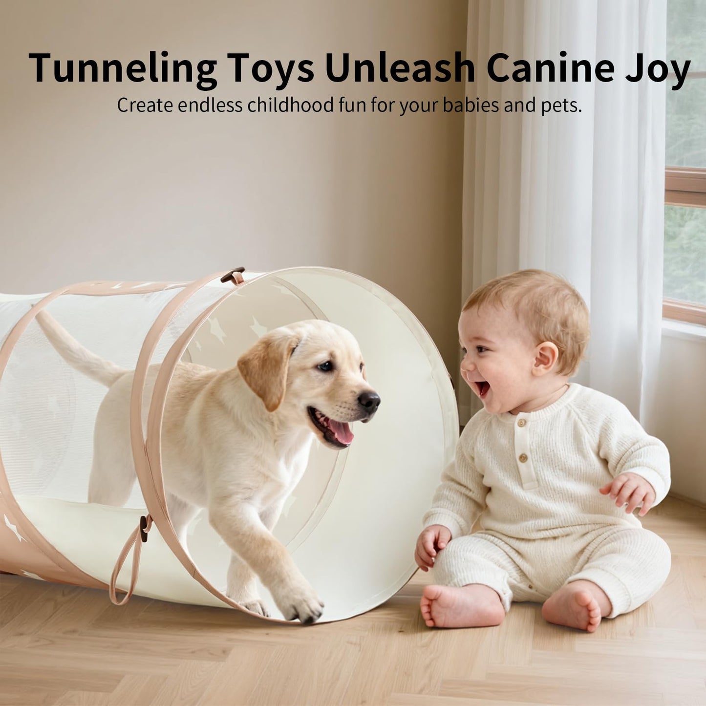 Sumbababy Tunnel Toys for Toddlers: Activity Tunnels for Young Children - Crawl Tunnels for Toddlers and Babies - Pop up Dog Tunnel