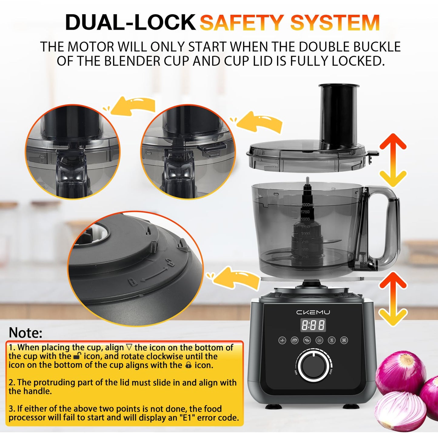 12 Cup Smart Food Processor, Electric Food Chopper Slicer with French-Fry Slicing Shredding Chopping Kneading Cutter, For Meat, Vegetable, Fries, Cheese, Meat & Veggie Prep, Puree