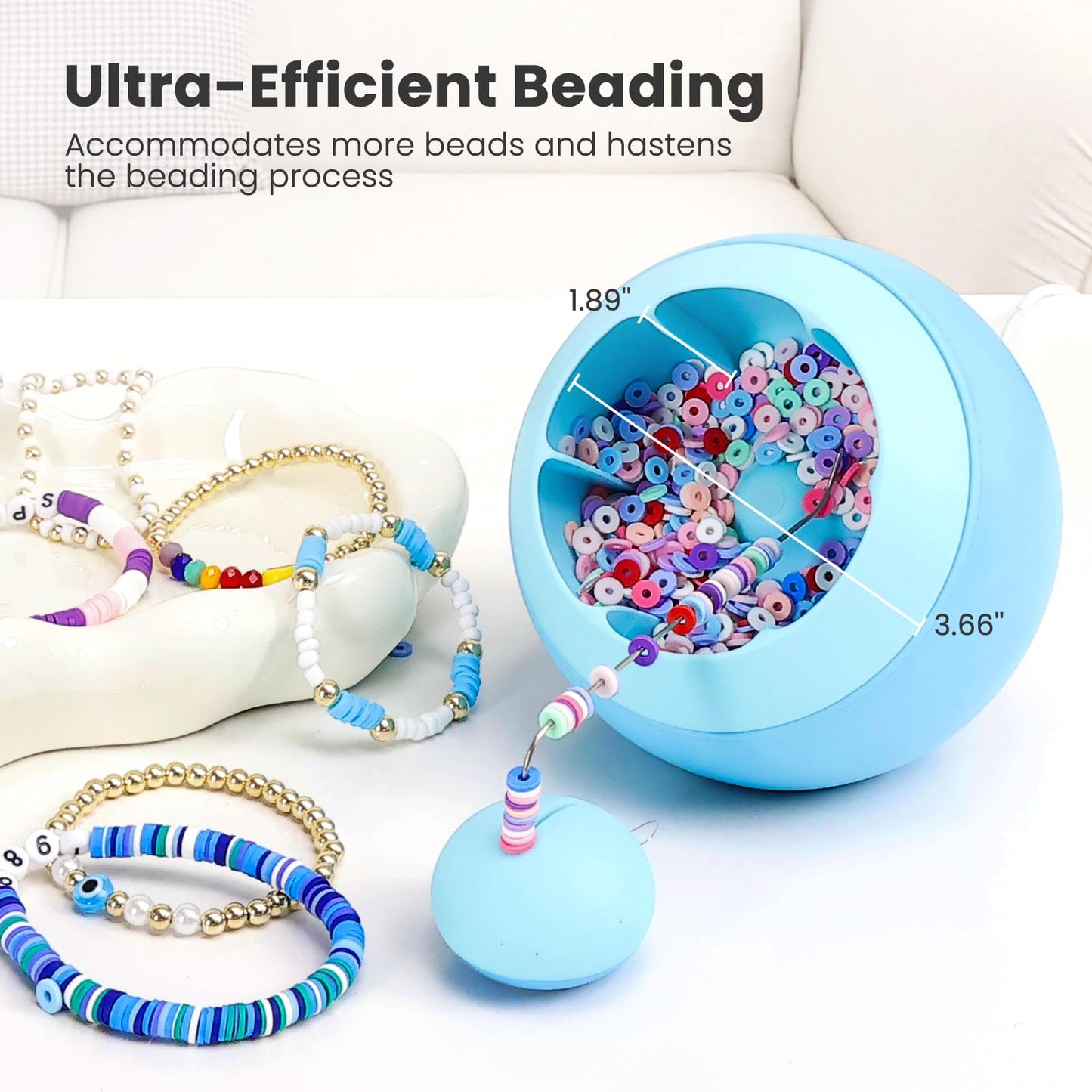 Tilhumt Bead Spinner for Jewelry Making, Clay Beads Spinner for Necklaces Maker, Electric Bead Spinners Bracelet Maker Machine with Beginner Friendly Positioning Mat, Gift for Craft Lovers, Blue