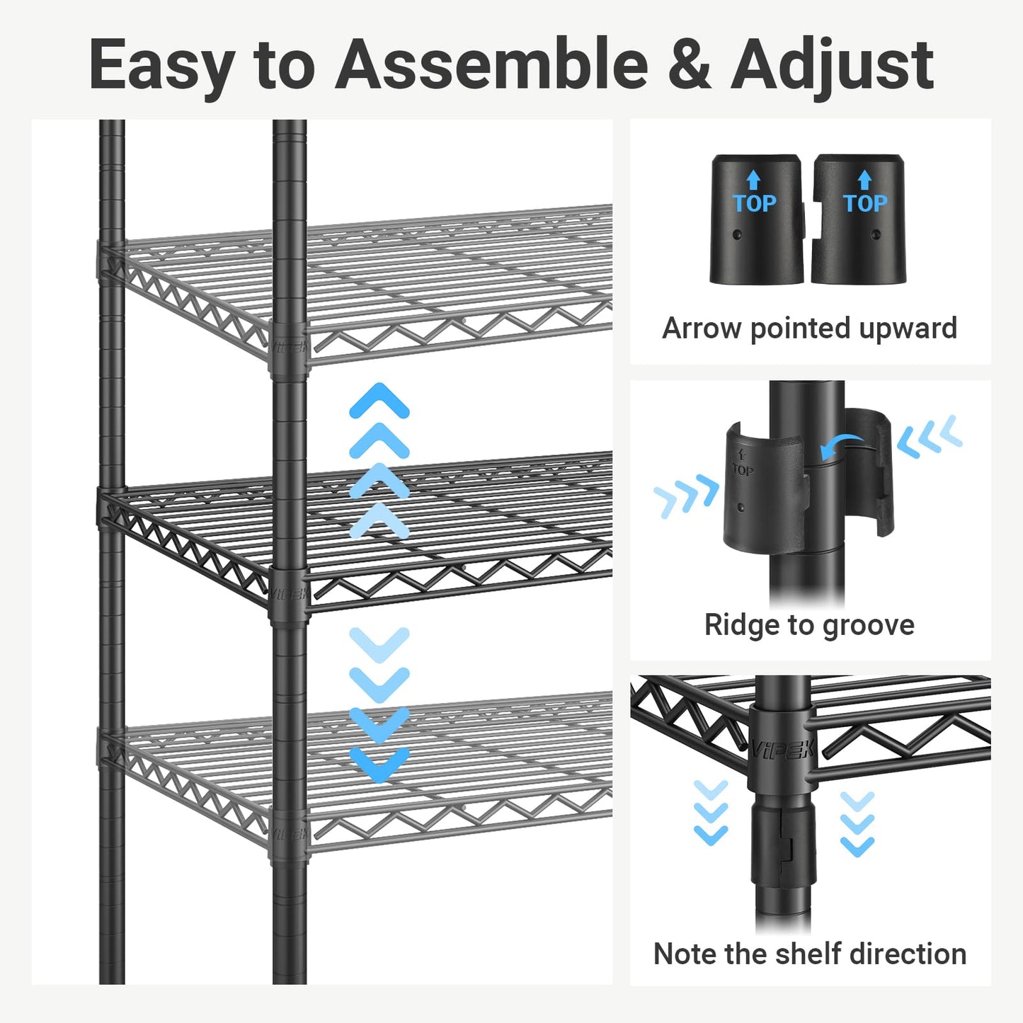 VIPEK X5 Extra Large Expandable Clothes Rack Adjustable from 7'8" to 10'5", Reach-in Closet Metal Clothing Racks Walk-in Freestanding Wardrobe Portable Closets, Black