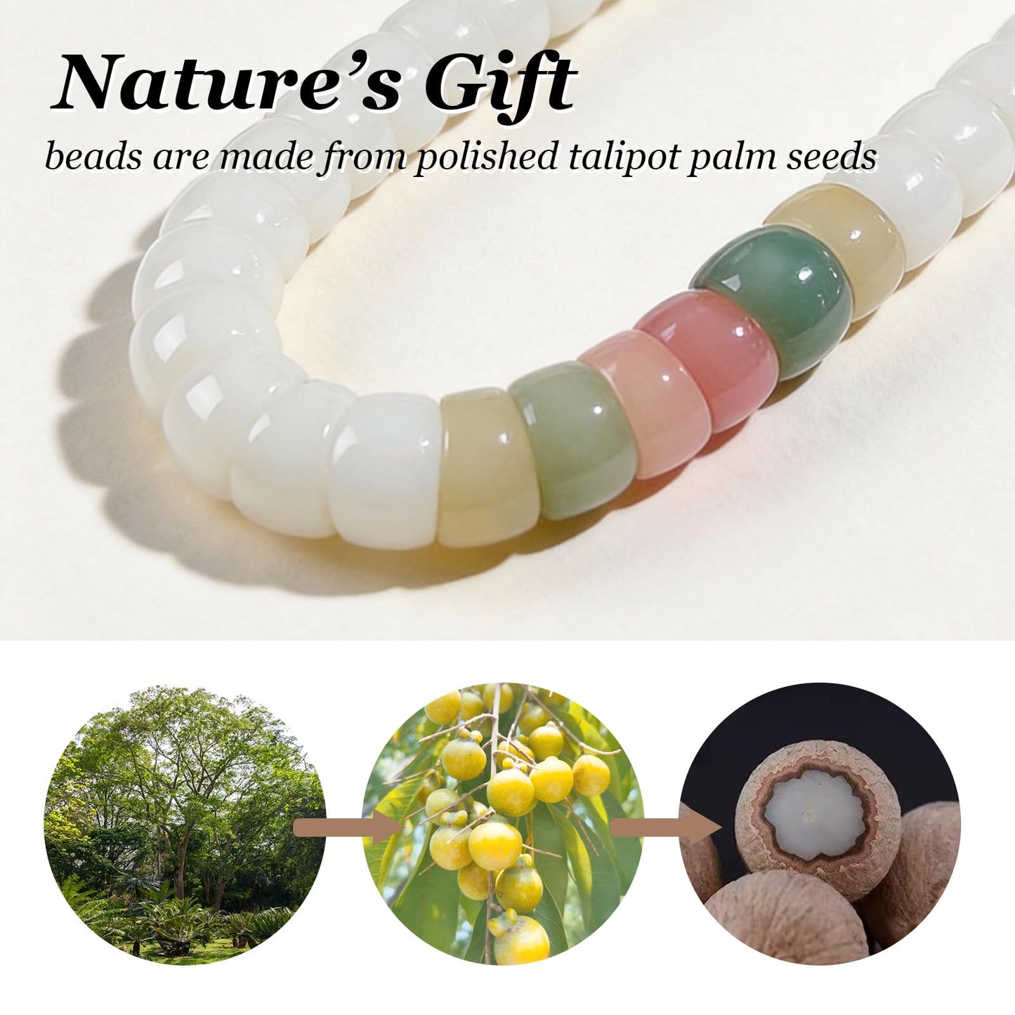 Embtrem Fidget Bracelet Natural Bodhi Seeds Beaded Bracelets Zen Fidget Stretch Bracelets Alleviate Anxiety Stress Protection Healing Bodhi Jewelry Gifts for Women Men
