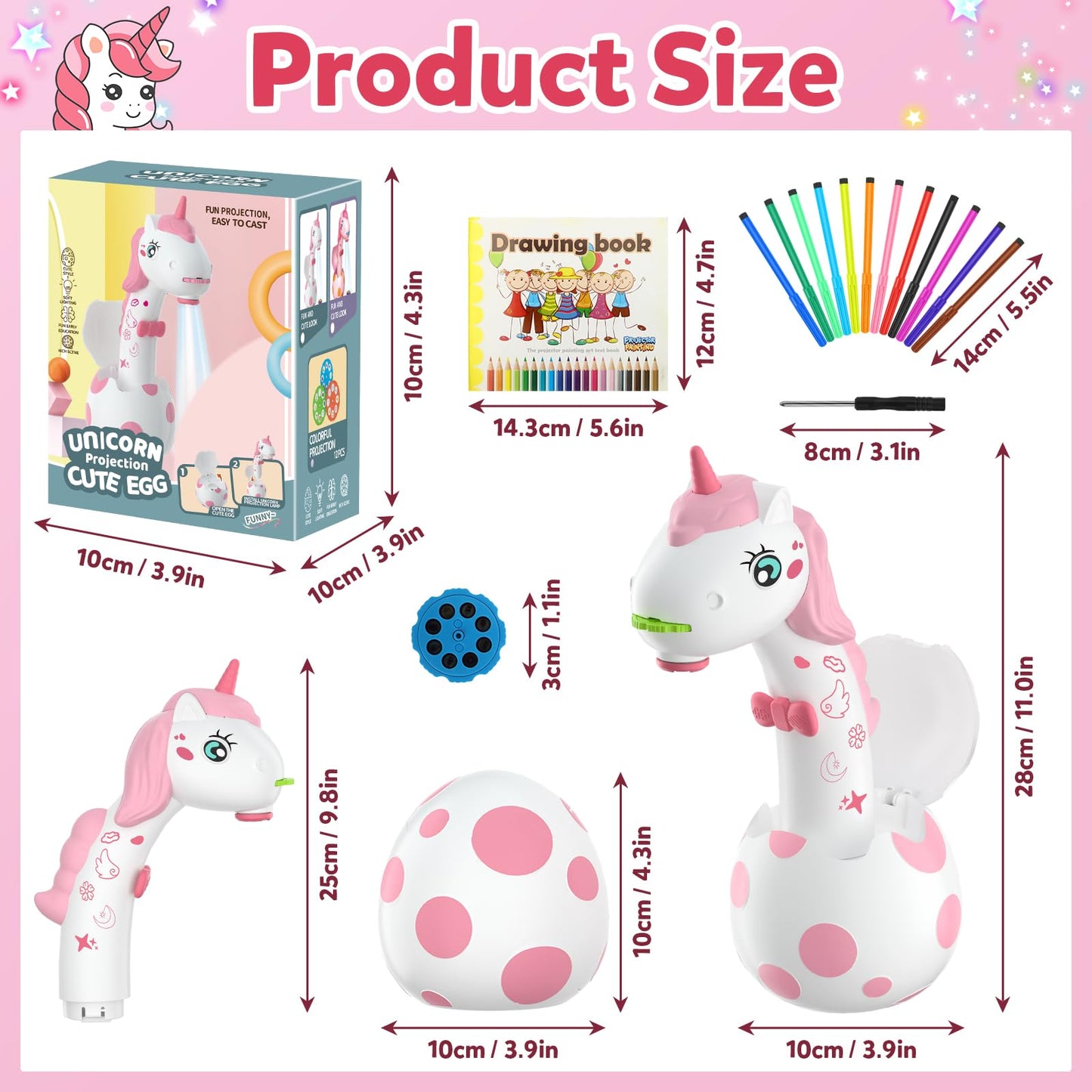 KETIEE Unicorn Drawing Projector Toys for Ages 5-7: Smart Art Sketcher Tracing and Drawing Projector for Kids with 96 Stencils, Spring for Girls Boys Ages 3+