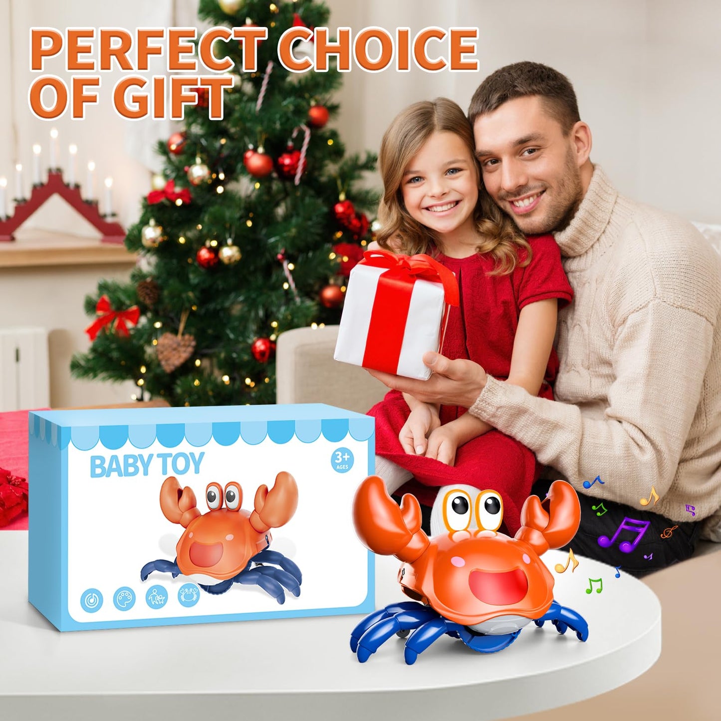 Beby Buty Crawling Crab Baby Toy, Infant Tummy Time Walking Dancing Moving Crab Toys for Babies, Toddler Birthday Gifts