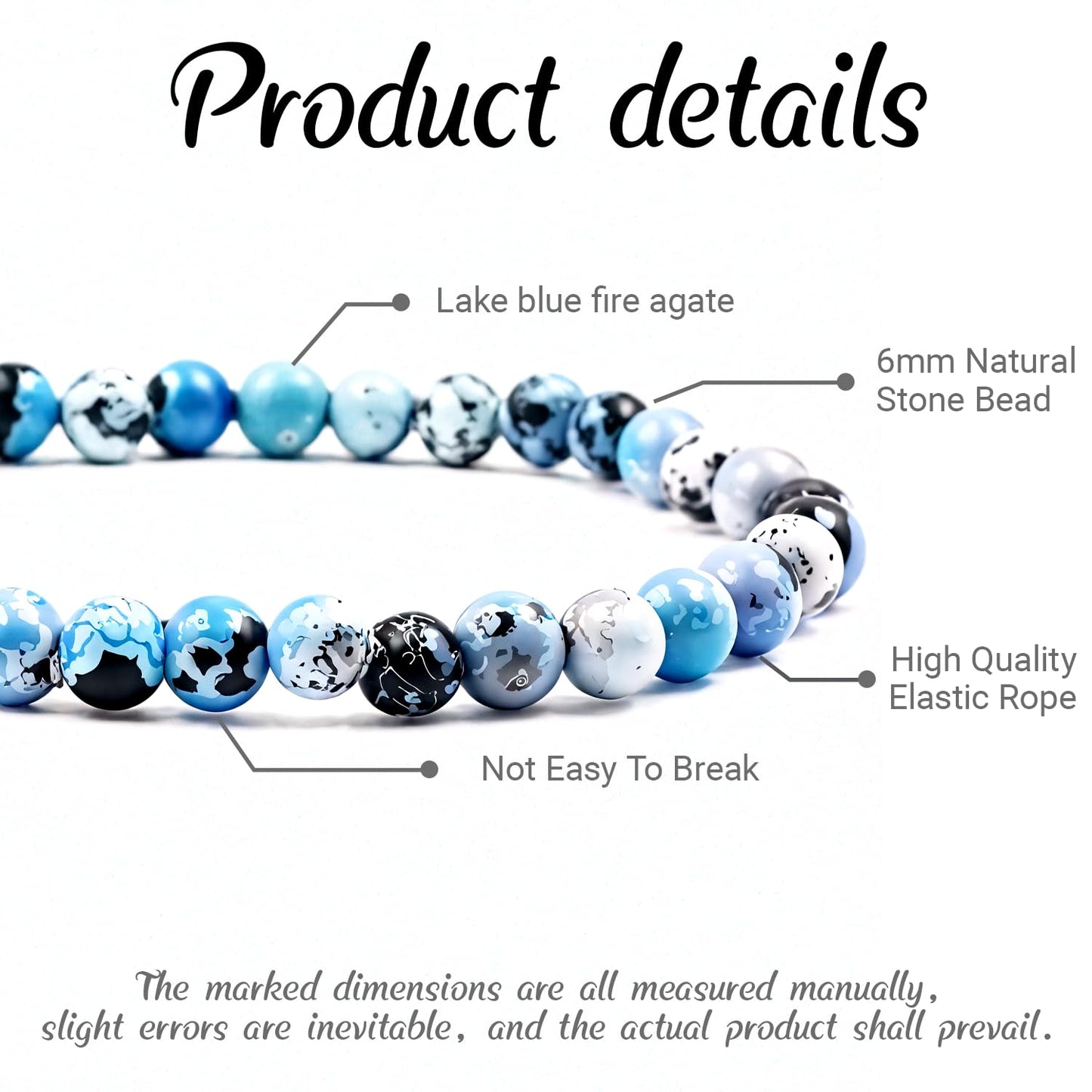 PZTIIY Natural Energy Healing Stone Charm Bracelet 6mm Natural Energy Healing Lava Rock Bracelet - Unisex (Small)