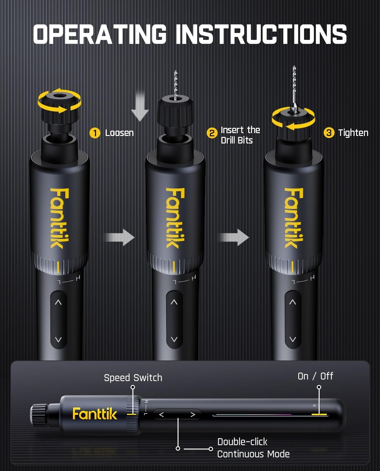 Fanttik K2 Nano Power Drill, Hand Drills, 20 Bits, 800mAh Rechargeable, Tool Kit for DIY Projects, Shells, Plastic, Jewelry, PCB, Aluminum Plate