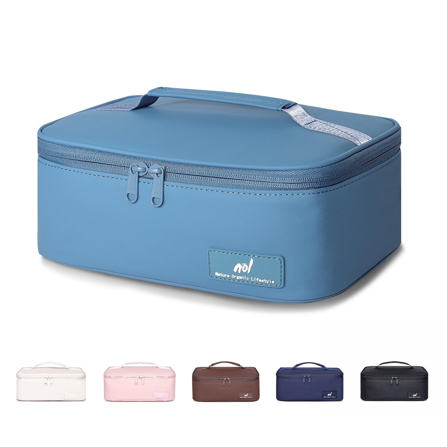 NOL Natural Organic Lifestyle Insulated Lunch Bag for Adults –Compact Cooler Lunch Box with Food-Grade Lining, Waterproof Lunch Bag for Work, Travel | Portable Thermal Meal Tote with Handle,Dusty blue