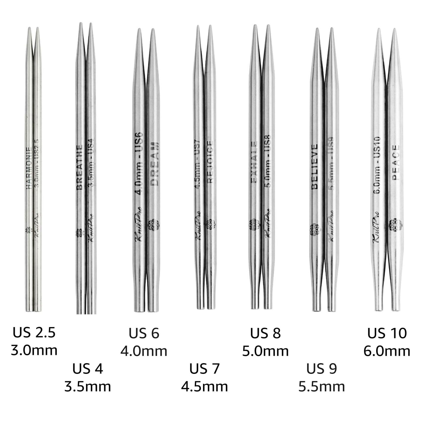 KnitPro Mindful Believe Set 5 Inch Circular Knitting Needles Size 2.5, 4, 5, 6, 7, 8, 9, 10 Interchangeable, 3 Cables, 2 Connectors & More, Fabric Case with Project Bag
