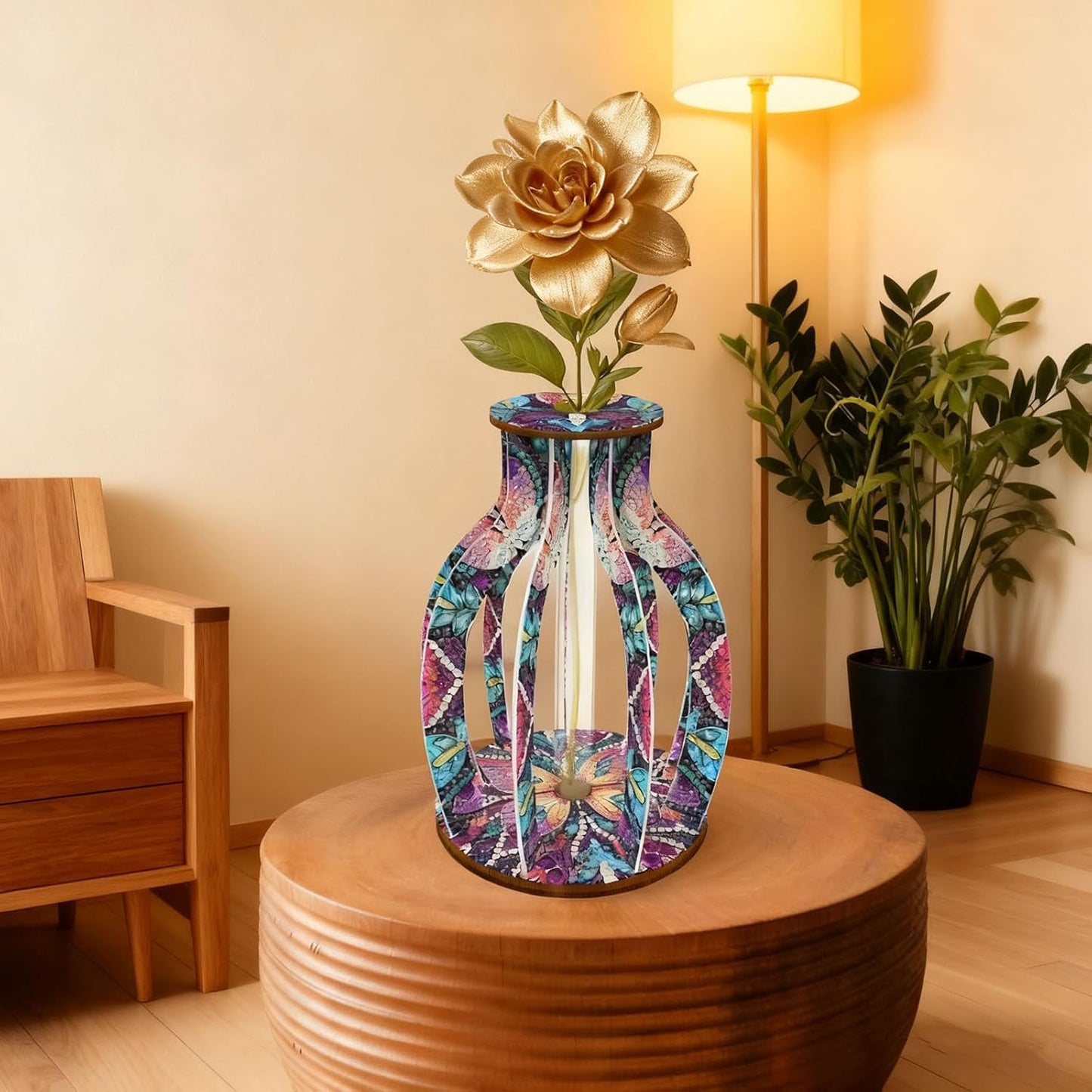 Diamond Art Kits for Adults,5D DIY Vase Flowers Spring Painting Kit Full Drill Gem Art with Painting Kits Creative Diamond Dots for Weddings Living Room Home Decor Coffee Desktop Female Gifts,Purple