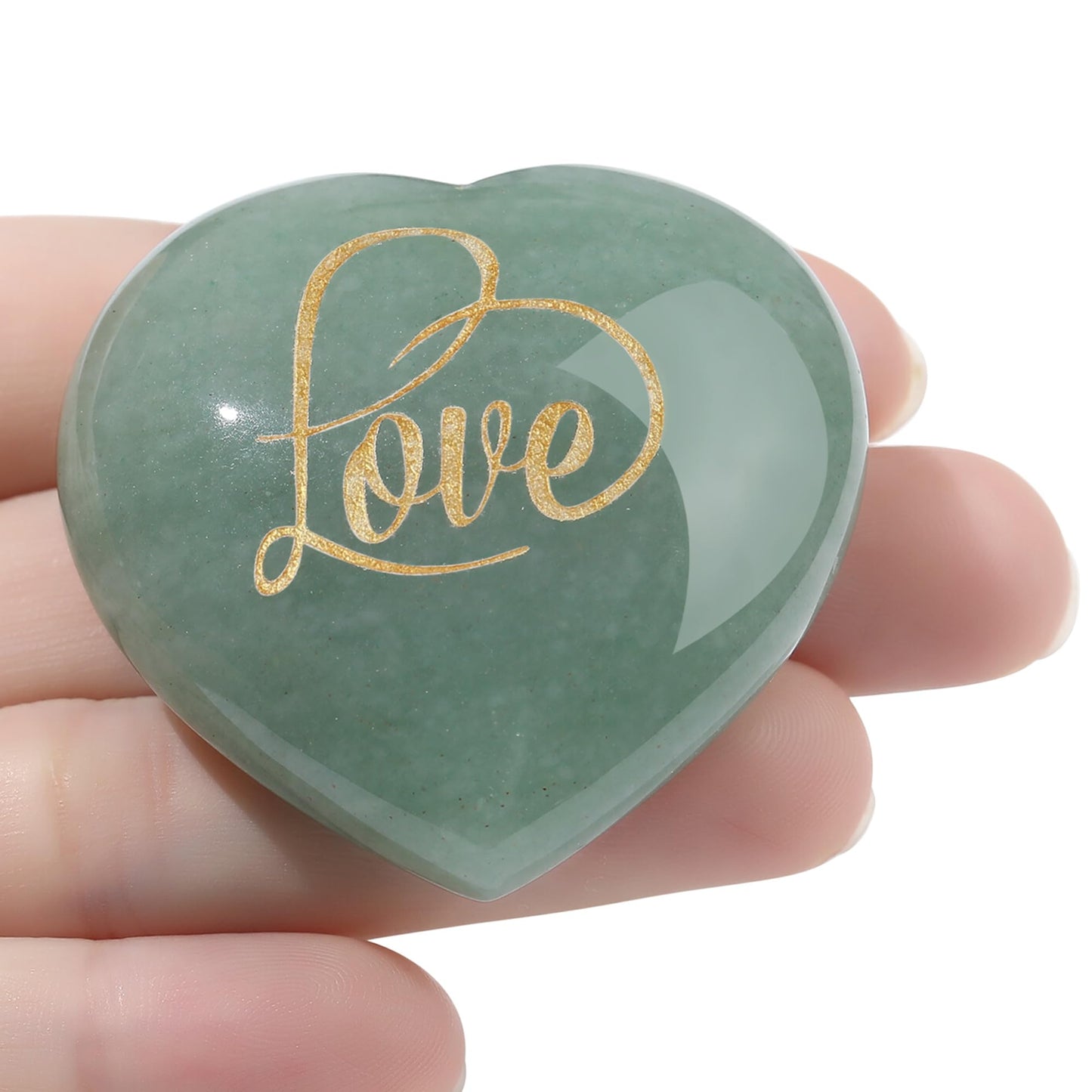ZHIYUXI 45mm Green Aventurine Engraved Heart Stone St Patricks Day Decorations Healing Crystals Gem Stones Heart Shaped Rocks Polished Green Stones Meditation Healing Gifts for Women Reiki