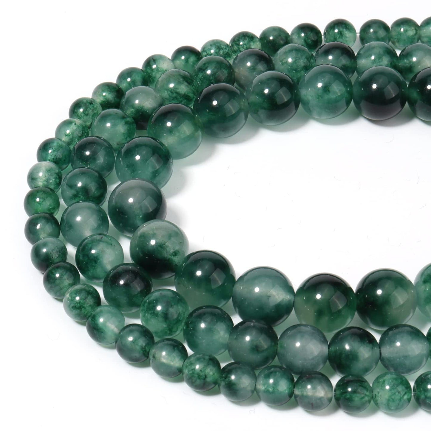 35pcs 10mm Natural Stone Beads Green Chalcedony Beads Energy Crystal Healing Power Gemstone for Jewelry Making, DIY Bracelet Necklace