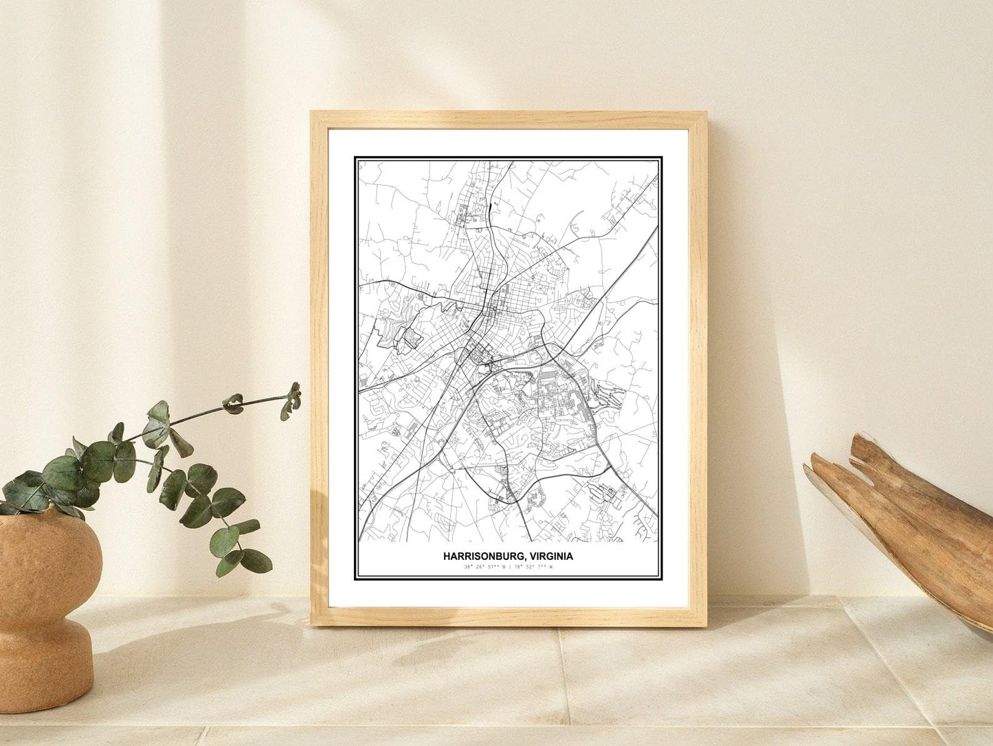 Susie Arts 11X14 Unframed Harrisonburg Virginia Wall Art Map Metropolitan City Road View Abstract Street Print Poster Decor Home Office sdm134