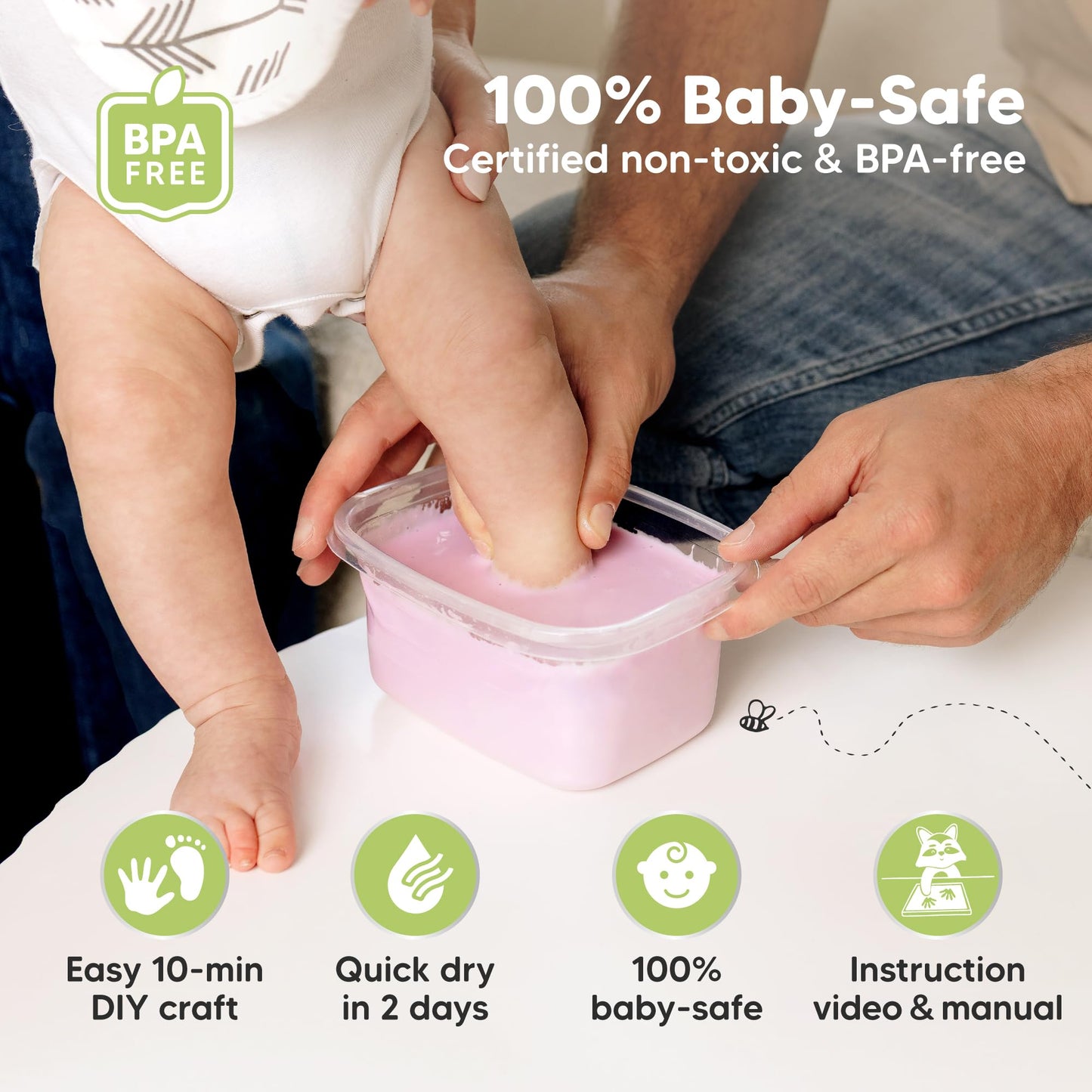 KeaBabies Baby Casting Kit Hands and Feet Mold - 3D Newborn Hand Casting Kit & Stylish Wood Base, Easy DIY Infant Foot Molds 0-9 Months, First Christmas & Baby Keepsake Shower Gifts (Round, Ash Wood)