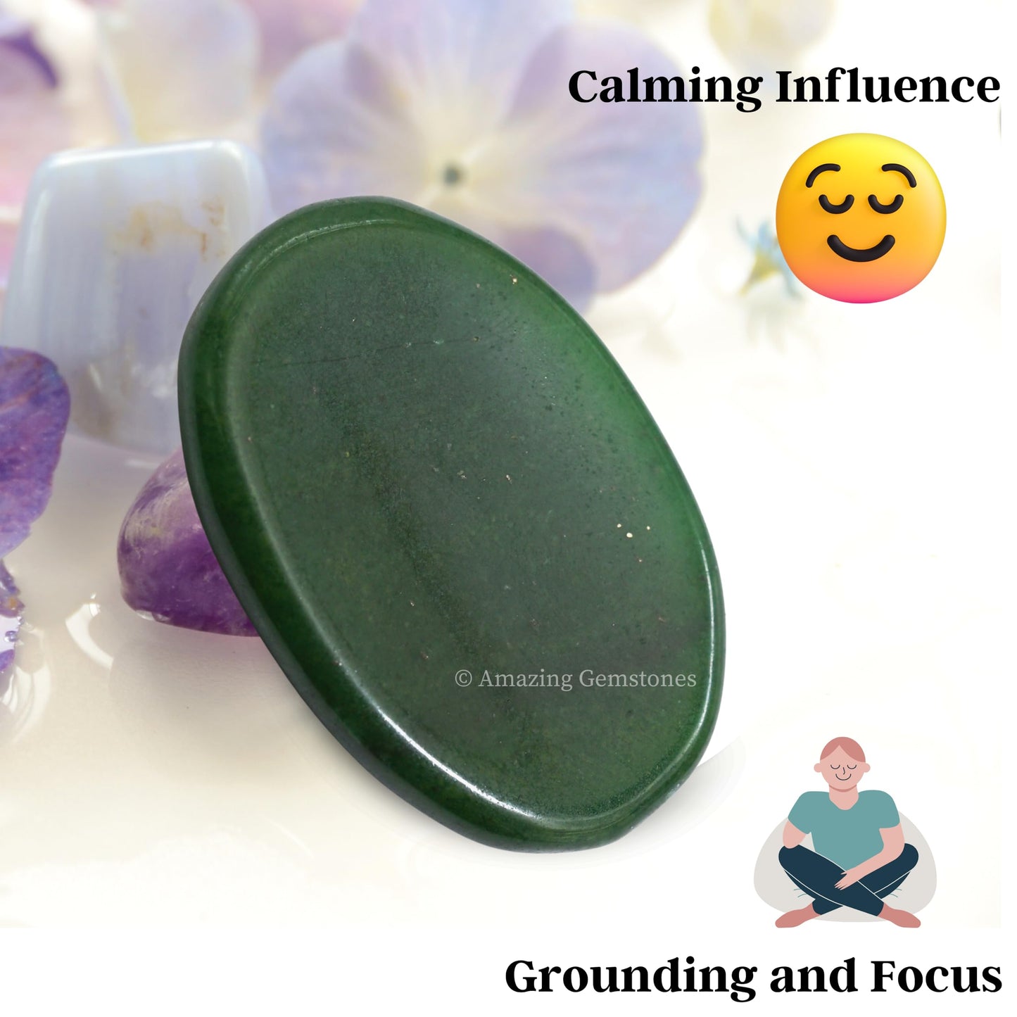 Amazing Gemstone Green Jade Aventurine Worry Stone Crystals and Healing Stones - Worry for Stress Relief Gifts - Piedra Crystal Fidget for Meditation - Unique Stocking Stuffers and Birthday Gifts