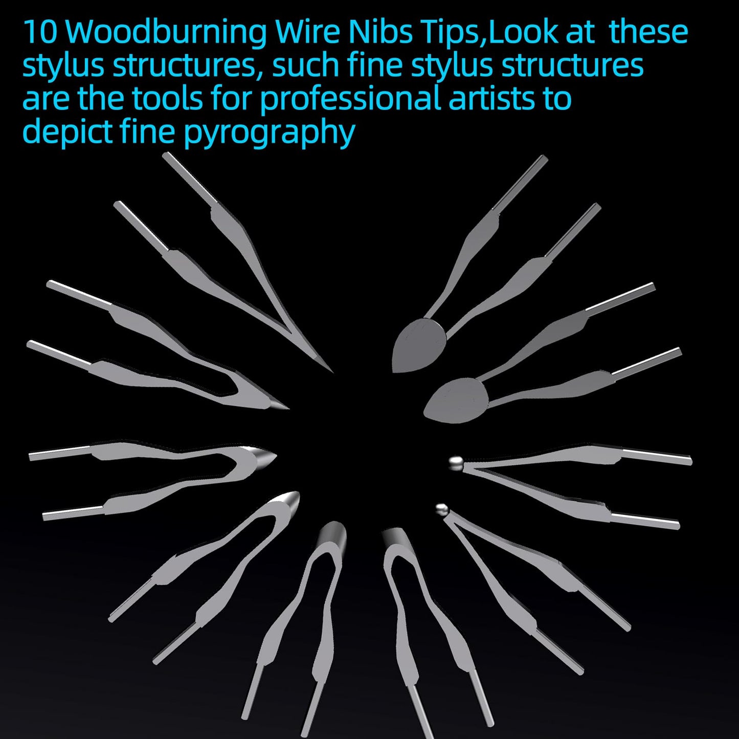 FIRElood Wood Burning Kit,Wood Burning Tips Wood Burner tip,Burning Tool Wood Burning High impedance Nickel-Chromium Wire Pen tip Wood Burning Tool Pen tip nibs for Writing Instruments Pen nibs