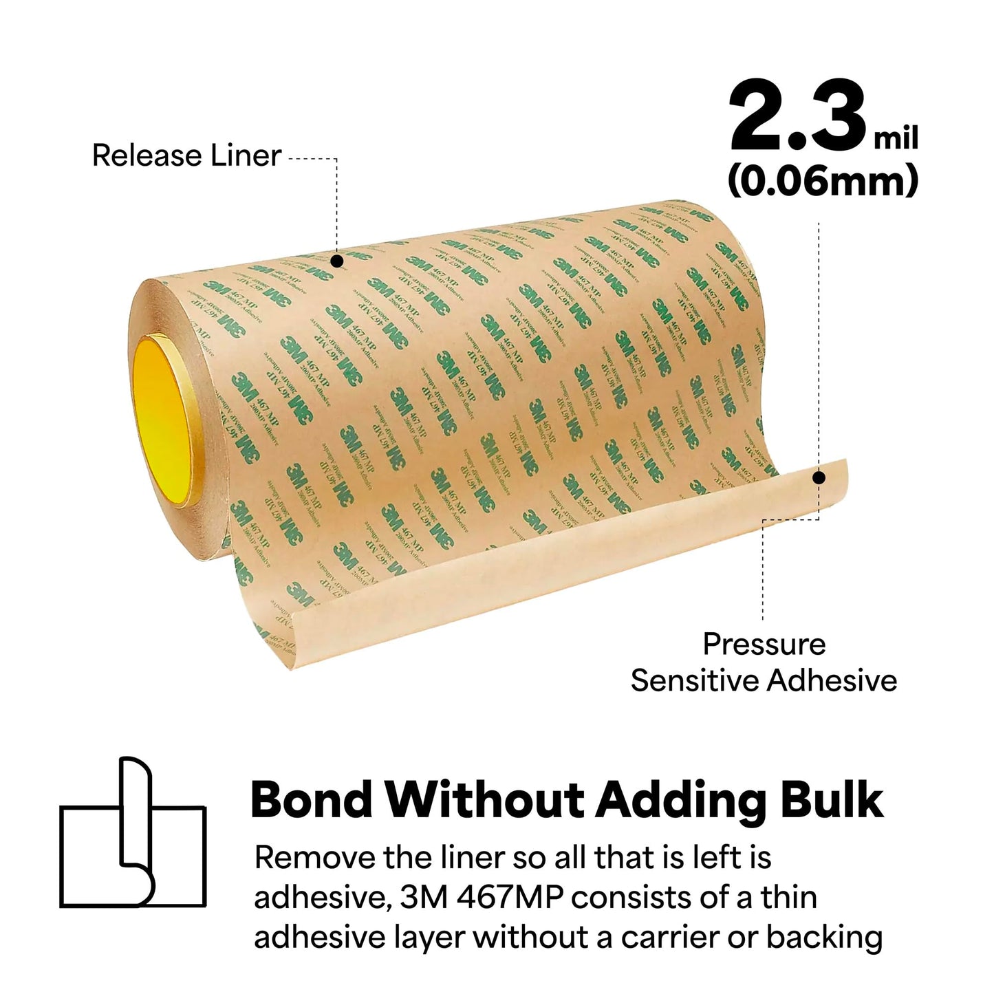 3M 6-5-467MP (CASE of 2) Adhesive Transfer Tape 467MP, 6" Wide, 5 yd. Length, Clear (Pack of 2)