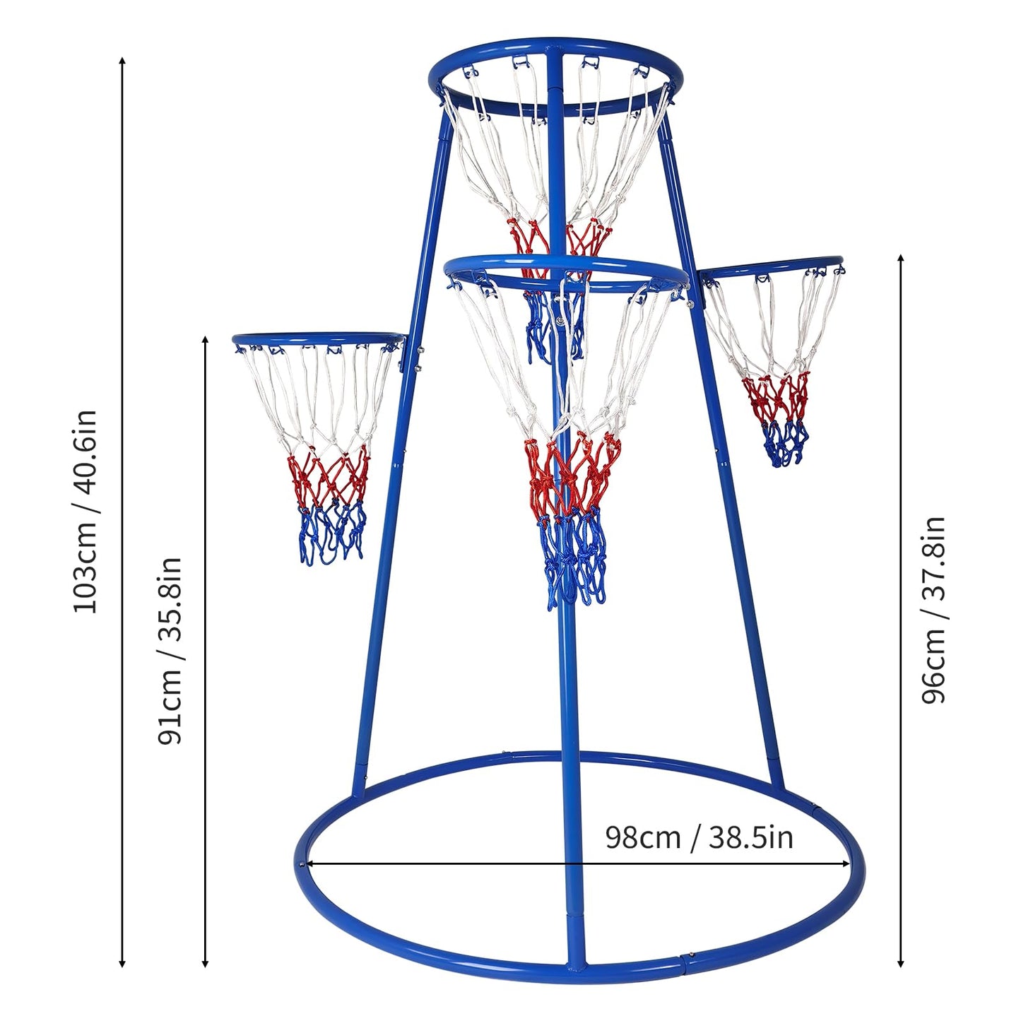 Garvee 4 Hoop Basketball Set for Toddlers, Indoor & Outdoor Play, Preschool Toy for Ages 3+, Includes 4 Basketballs and Air Pump, Fun Basketball Game for Kids