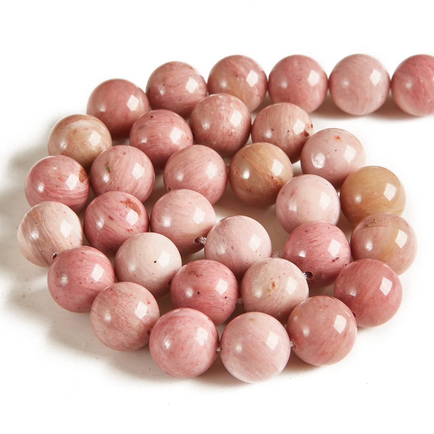 35pcs 10mm Rhodonite Beads Natural Gemstone Beads Round Loose Beads for Jewelry Making
