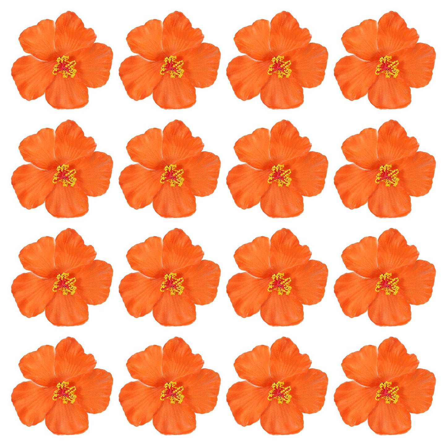 PATIKIL Hawaiian Hibiscus Flowers, 16 Pack Artificial Flowers Hair Clip DIY Foam Hibiscus Flower for Tabletop Decoration Party Favors Supplies, Orange