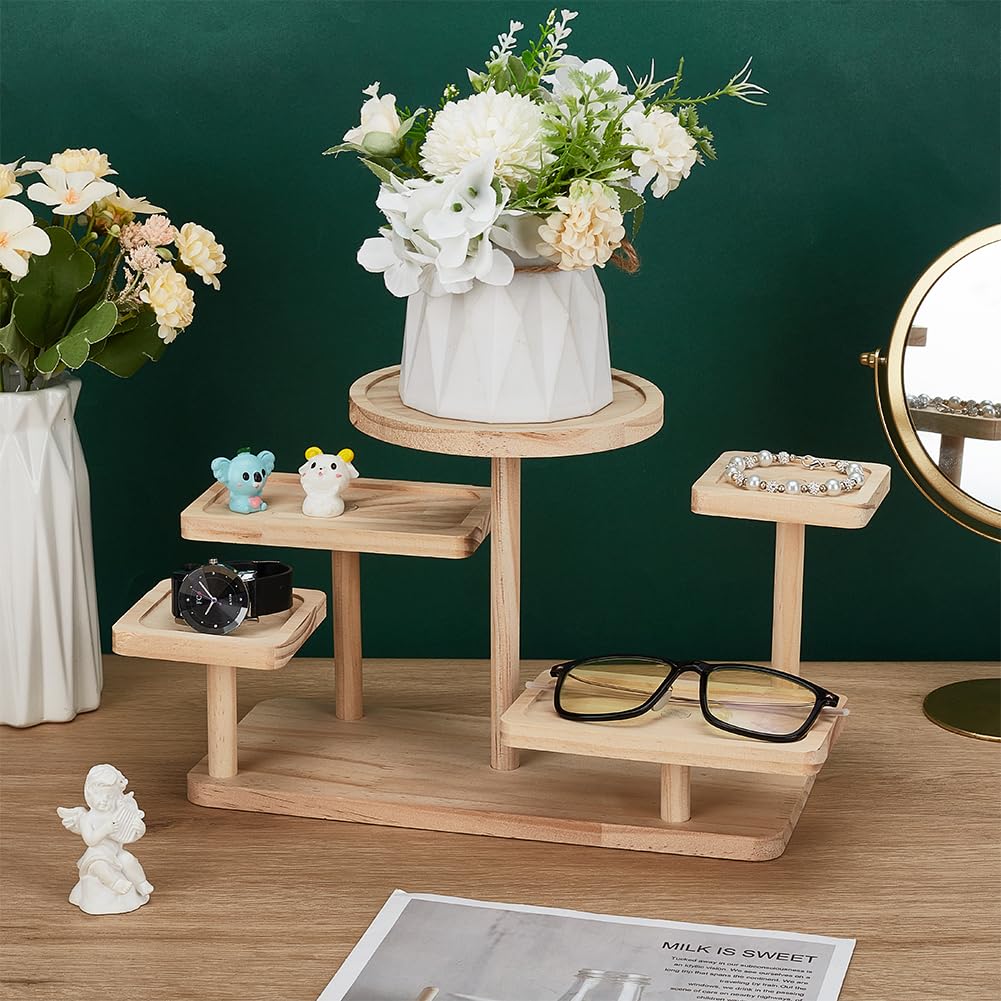 FINGERINSPIRE 5 Layer Wood Riser Stands Navajo White Tiered Display Rack Ladder Wood Display Stand Jewelry Stands Jewelry Organizer Holder for Jewelry Succulent Plants Home Decoration
