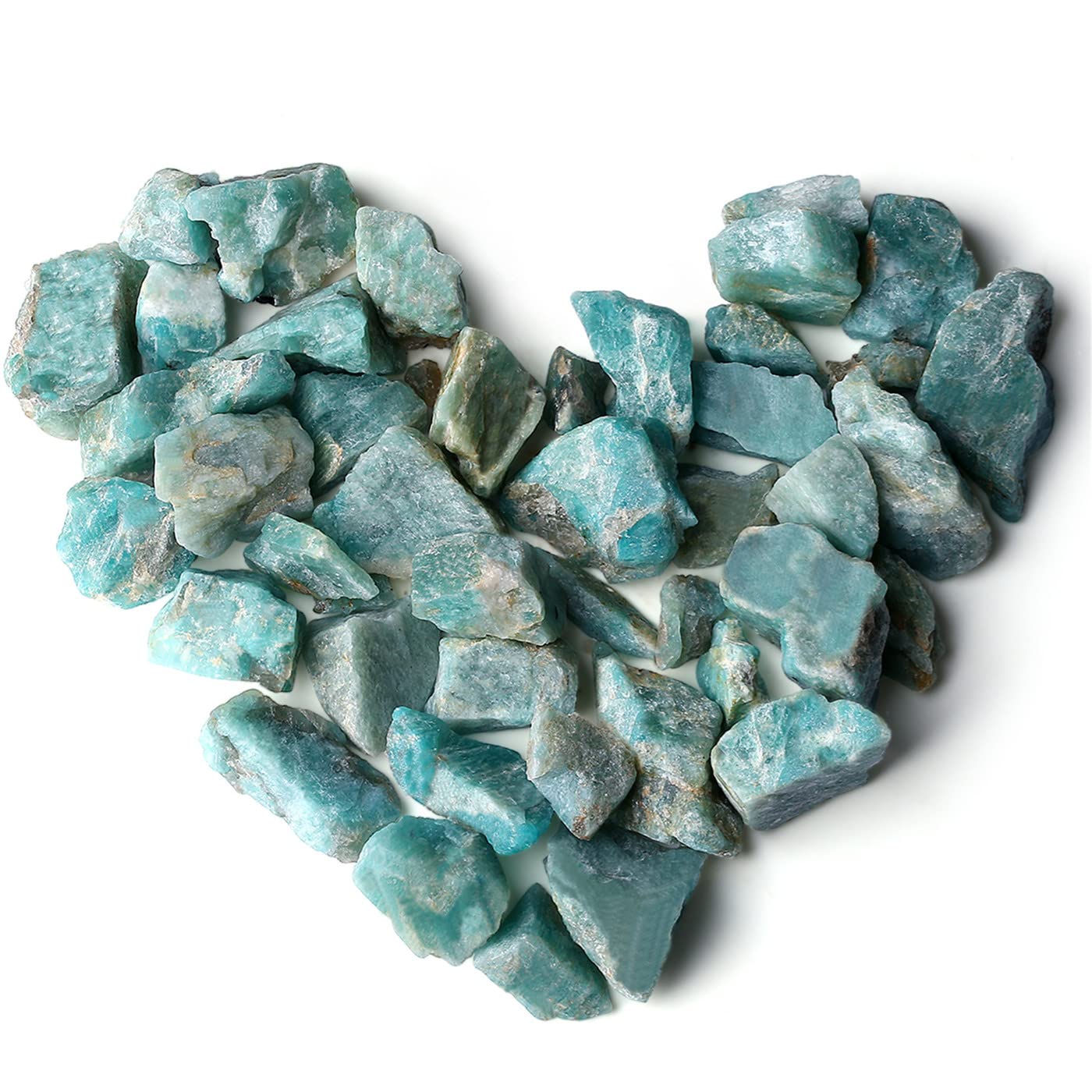 Amazonite Bulk Natural Healing Crystals Raw Rough Stones Sets for Cabbing Tumbling Cutting Lapidary Polishing Reiki Crytsal Healing Wire Wrapping Decoration Gemstone 0.45lb