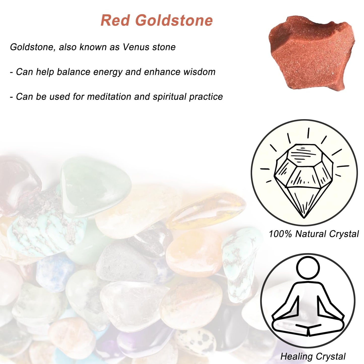 Erliway 1.25-2" Red Goldstone Raw Crystals, Natural Rough Red Goldstone Stone, Healing Raw Stones for Fountain Rock, Home Decor Meditation Energy Balancing Wire Wrapping Wicca & Reiki