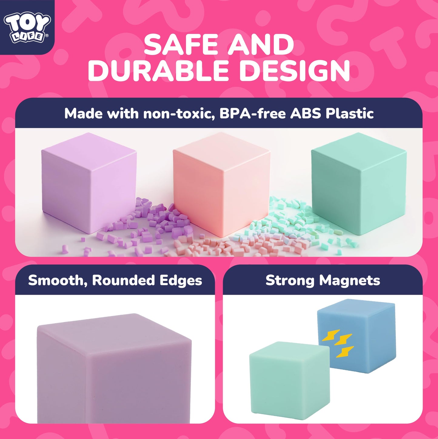 TOY Life 48 Pcs Magnetic Blocks Ages 3-5, Magnetic Building Blocks for Toddlers, Magnetics Blocks for Kids Ages 4-8 Girls & Boys, Learning Building Toys for Age 3 4 5 6 7 8-12