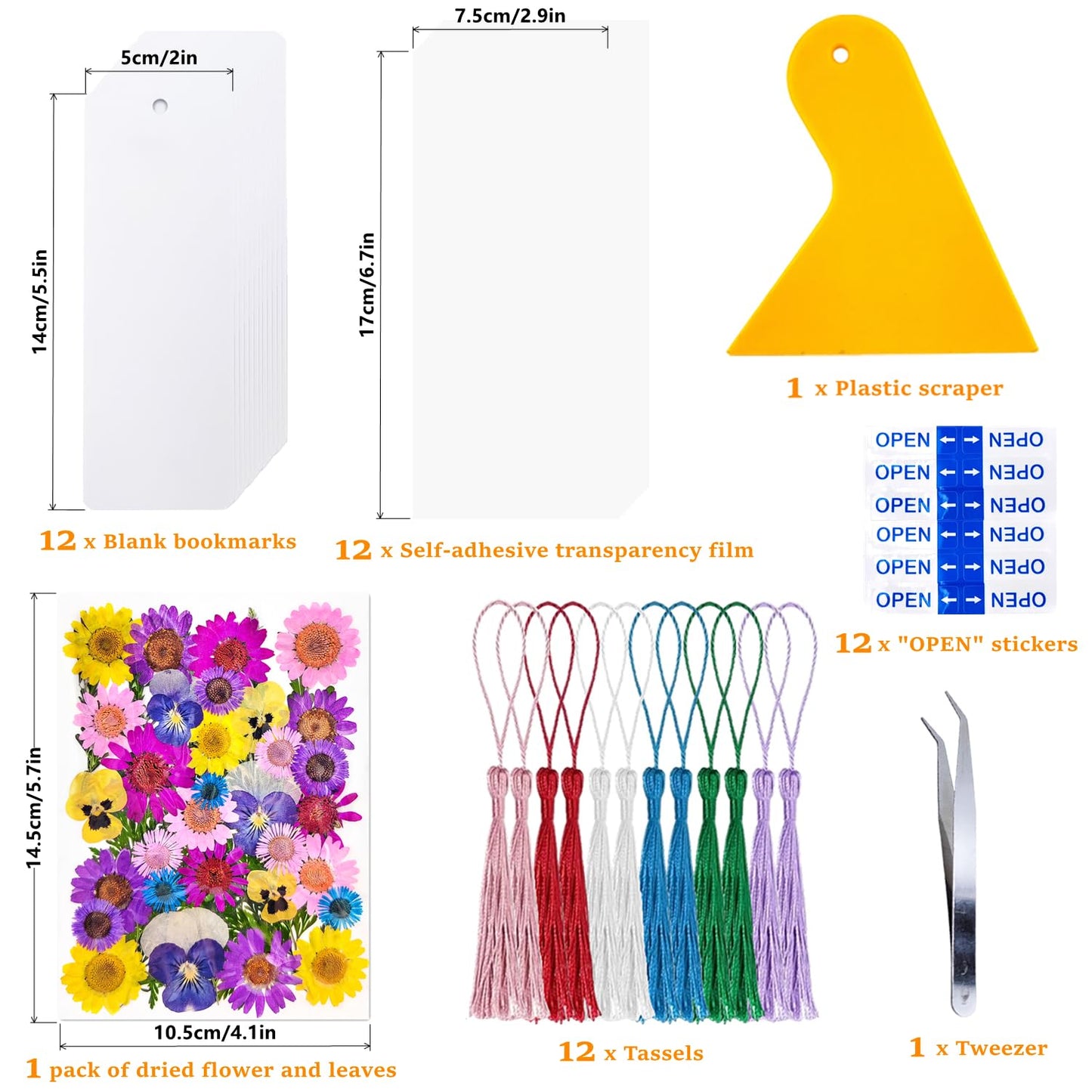 Cardstock Blank Bookmarks Set, 12 Pcs DIY White Craft Bookmarks for Pressed Flowers, Dried Floral Book Mark Making Kit, Book Marks for Dried Floral, Gifts for Book Lovers (Classic Style)