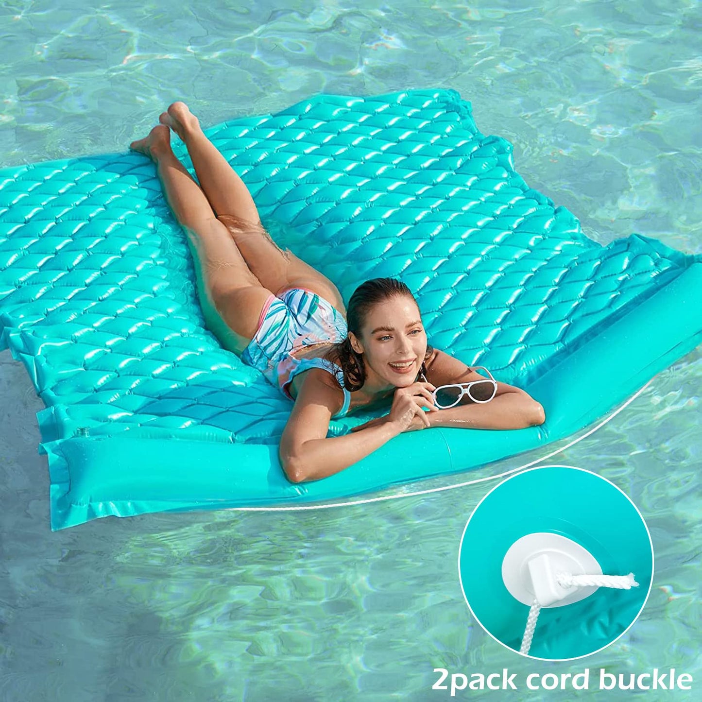 Jasonwell Floating Mat Pool Floats - Giant Inflatable Pool Float Lake Raft Lounge Floating Water Mat for Swimming Pool Floatie Lounger Beach Pool Party Toy for Adults & Kids (GR, XL)